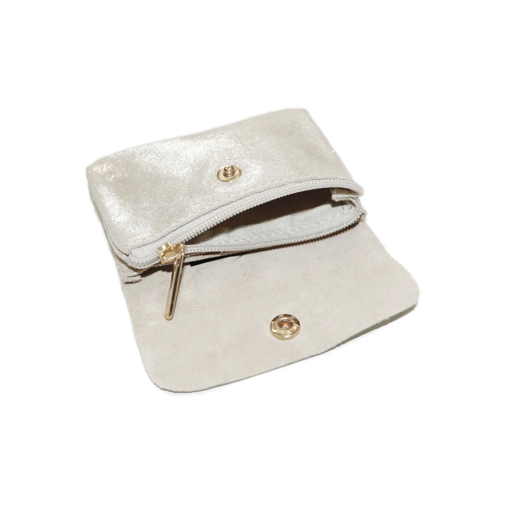 Vue 9 du Porte-monnaie femme cuir daim irisé 044 Ecru en Cuir couleur ECRU - Detail.