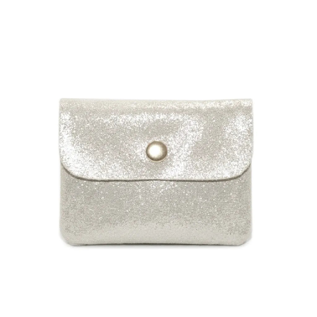 Vue principale du Porte-monnaie femme cuir daim irisé 044 Ecru en Cuir couleur ECRU.