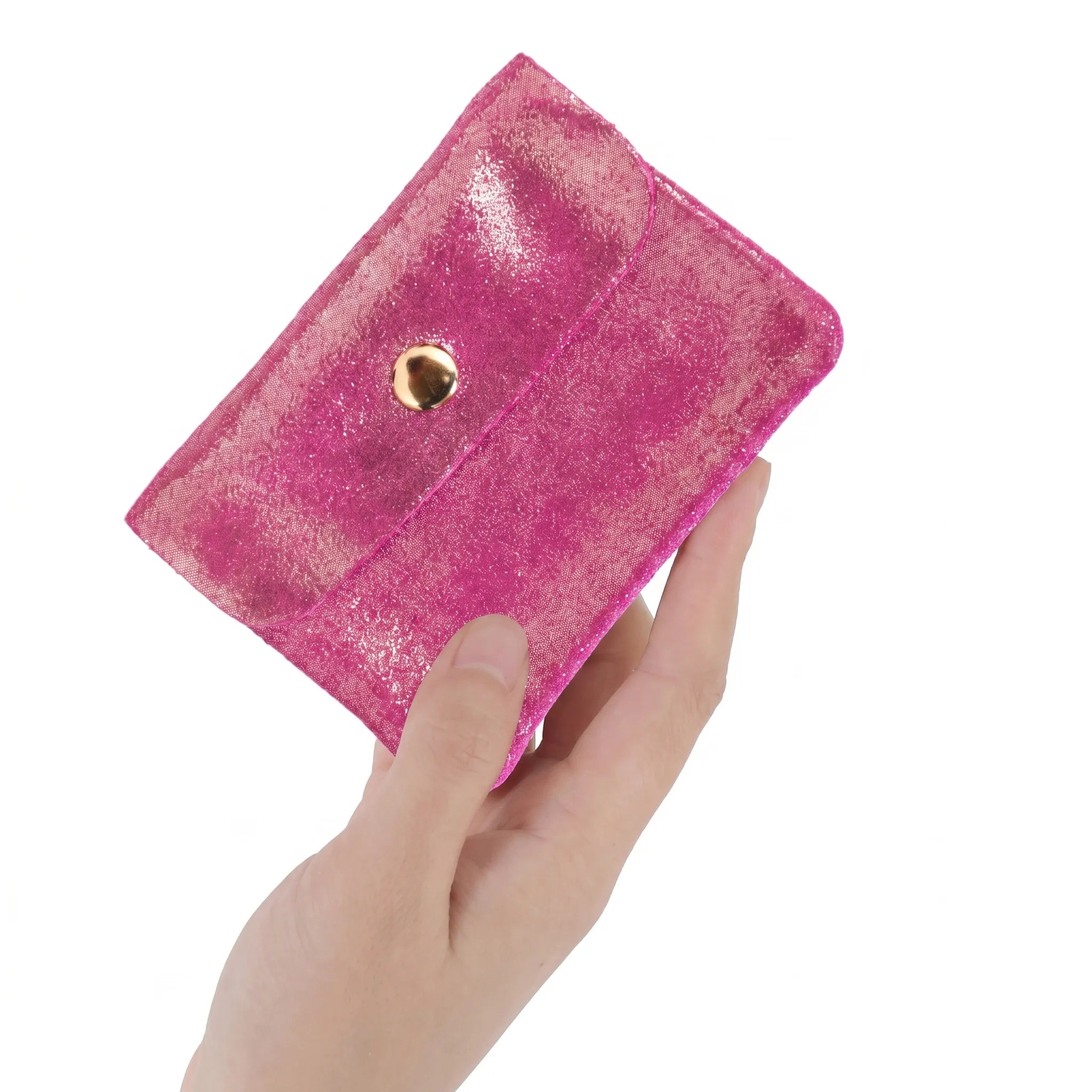 Vue 2 du Porte-monnaie femme cuir daim irisé 044 Fuschia en Cuir couleur FUSCHIA - Detail.