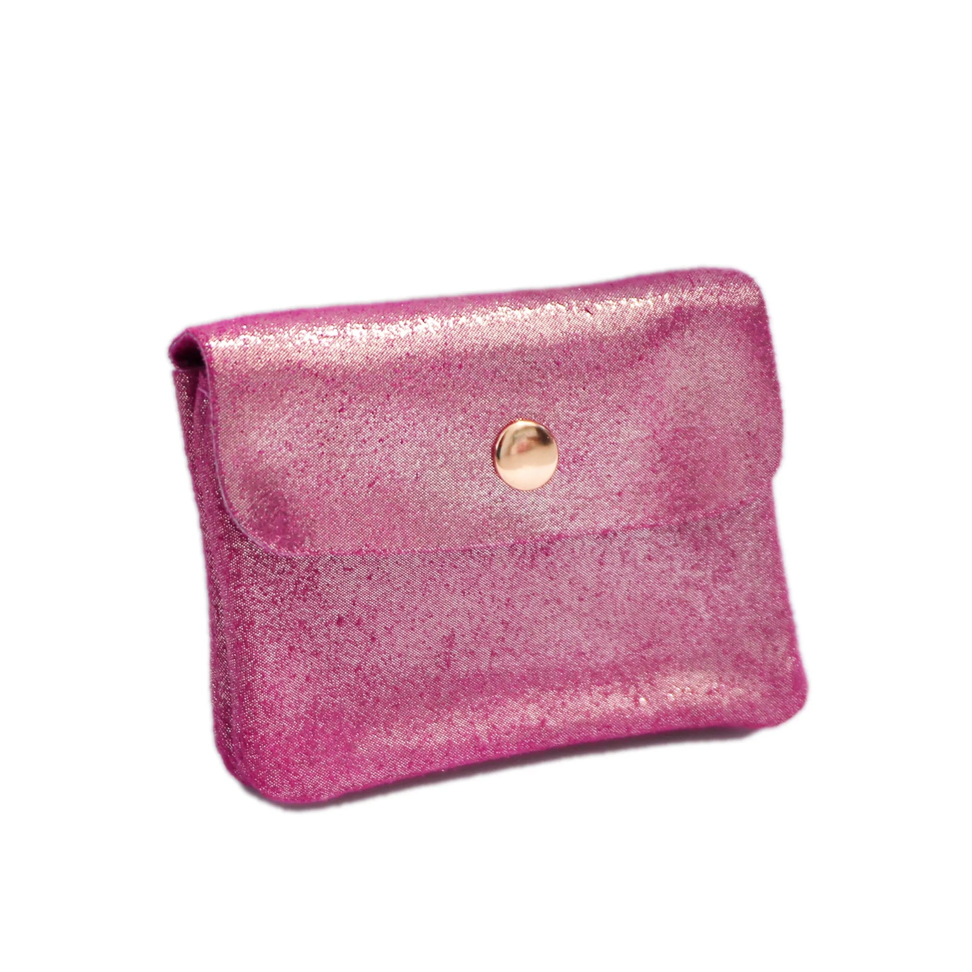Vue 3 du Porte-monnaie femme cuir daim irisé 044 Fuschia en Cuir couleur FUSCHIA - Detail.
