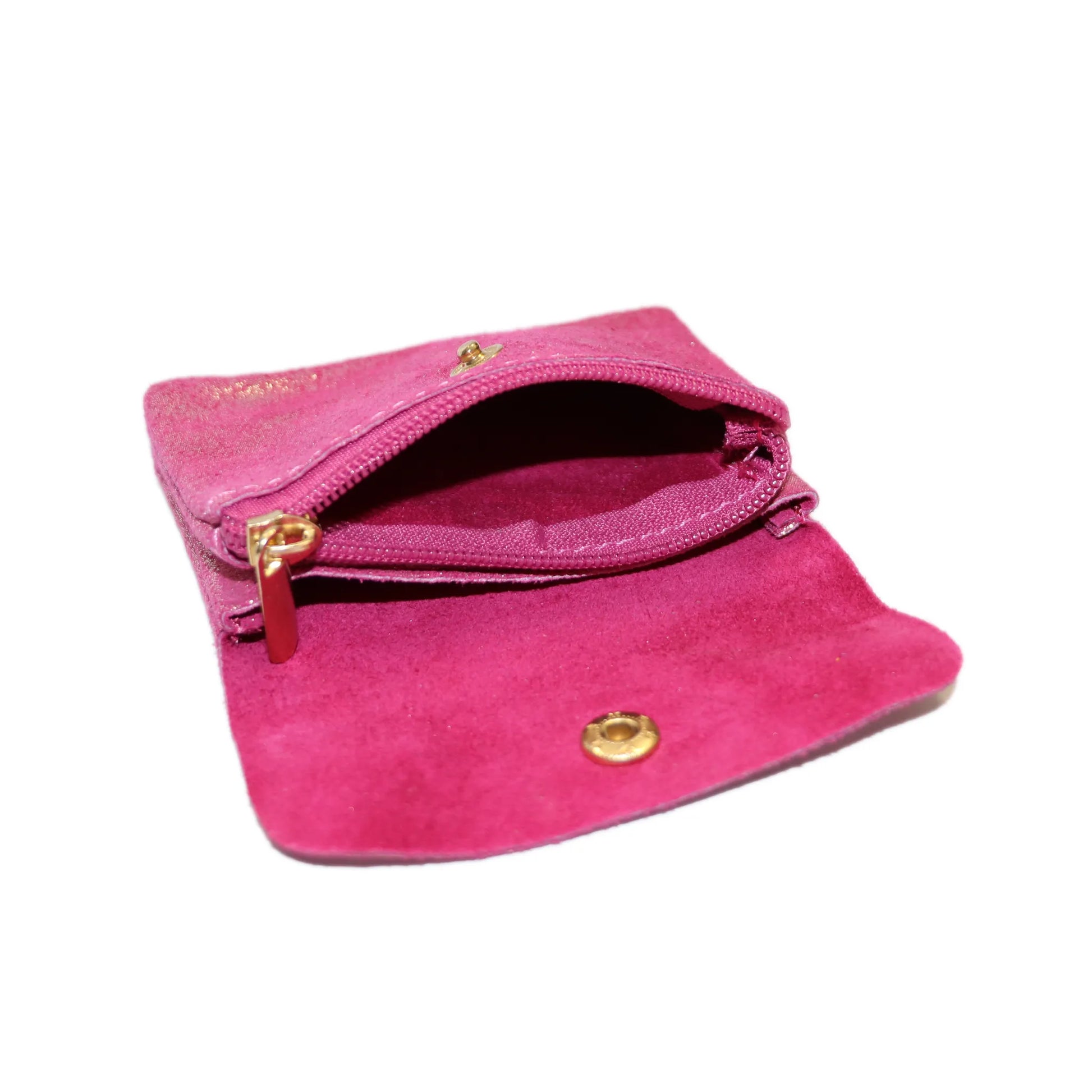Vue 6 du Porte-monnaie femme cuir daim irisé 044 Fuschia en Cuir couleur FUSCHIA - Detail.