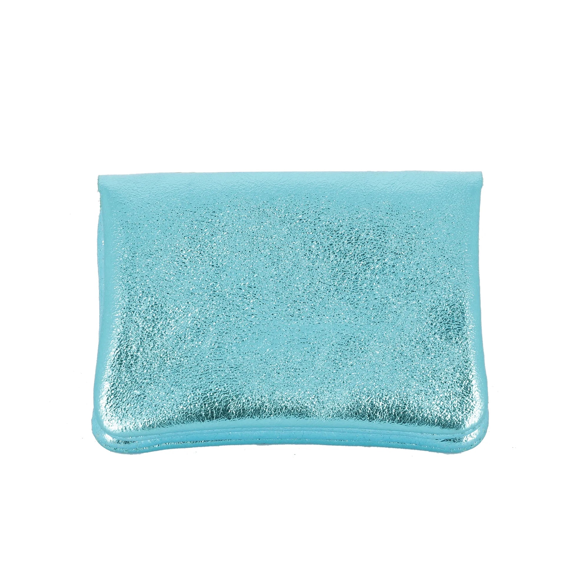 Vue 6 du Porte-monnaie femme cuir italien irisé 041 Cyan en Cuir couleur CYAN - Detail.