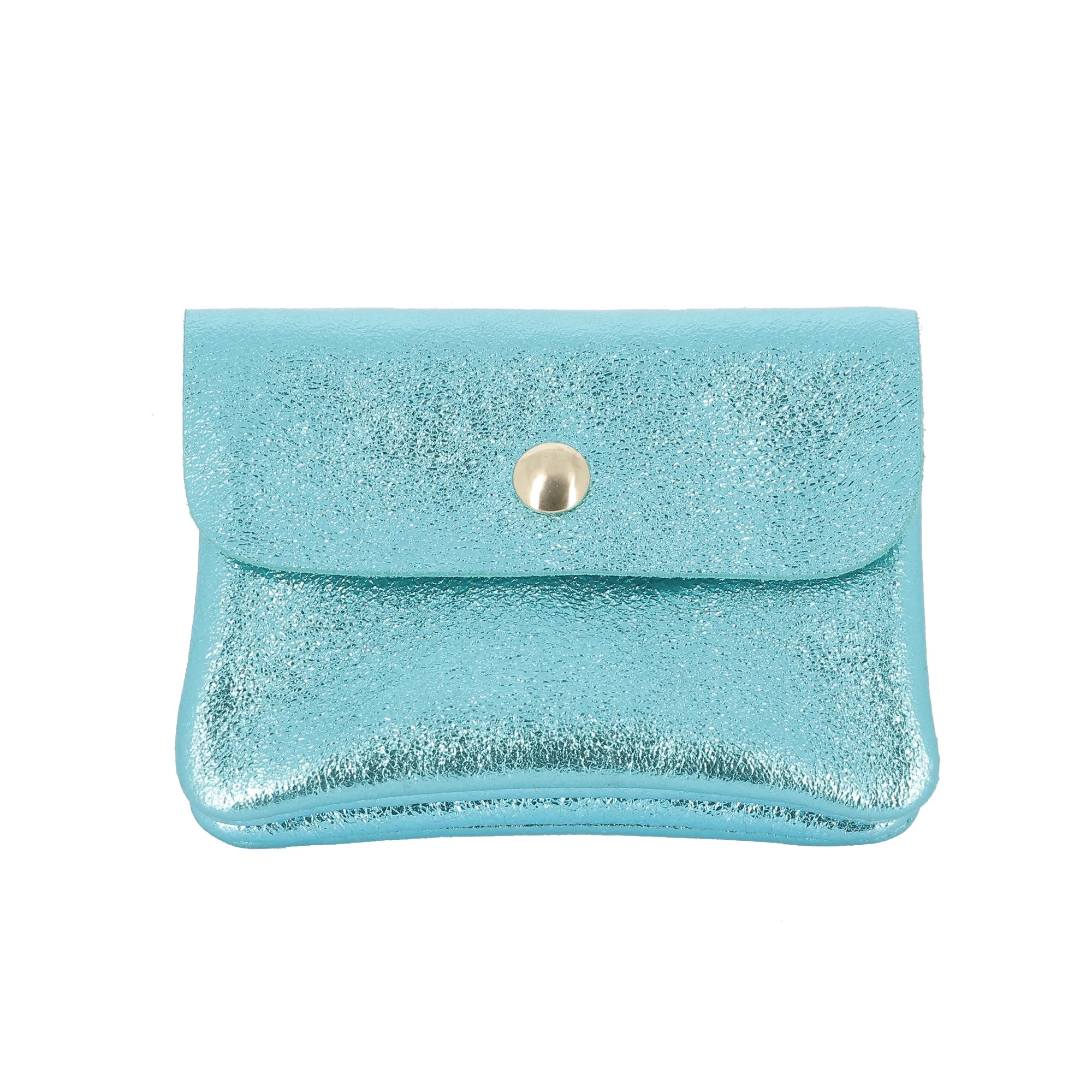 Vue principale du Porte-monnaie femme cuir italien irisé 041 Cyan en Cuir couleur CYAN.