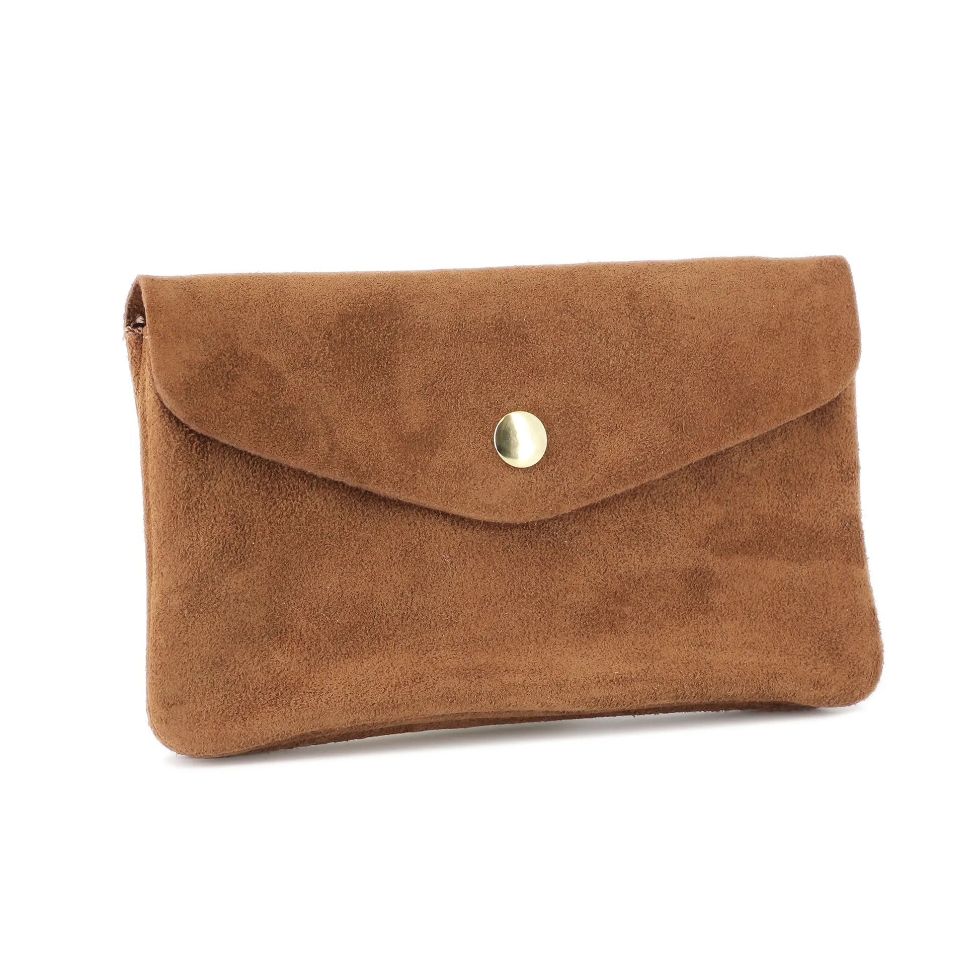 Vue 5 du Porte-monnaie portefeuille mi-long suède Marron en Cuir couleur MARRON - Detail.