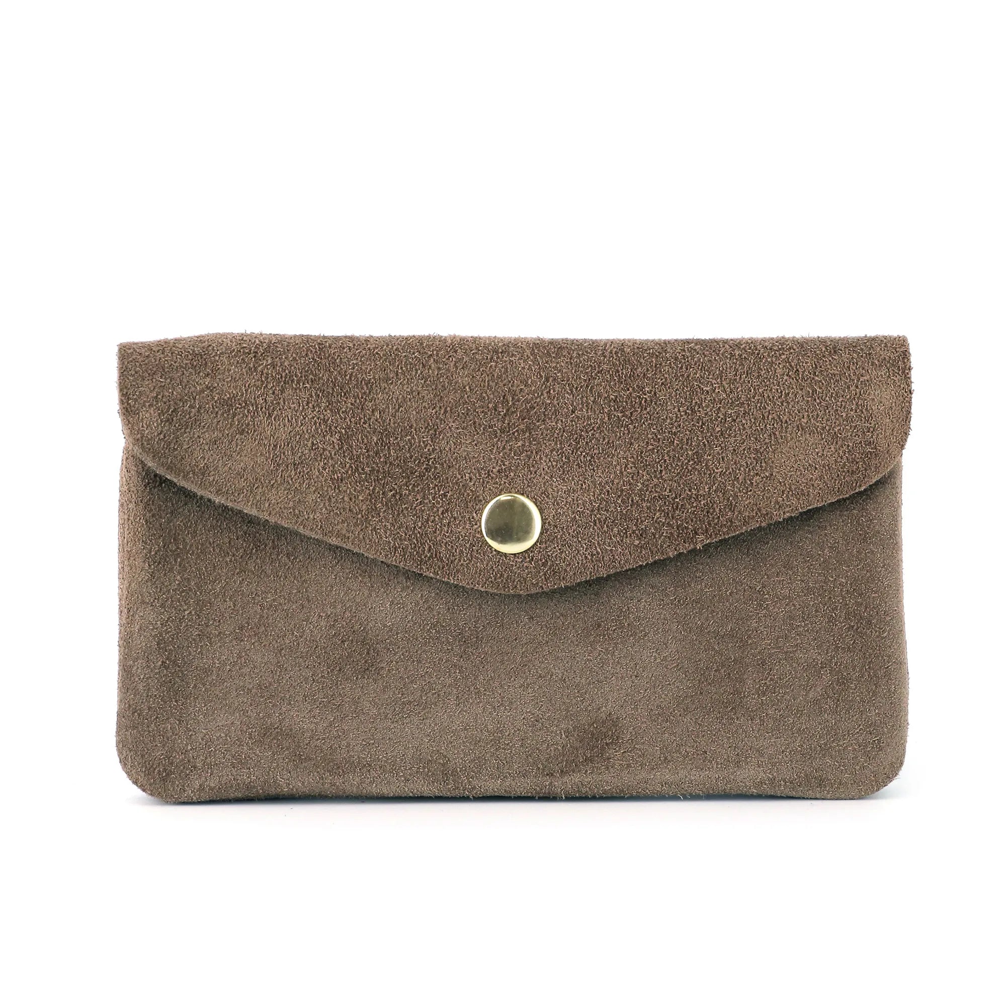 Vue 4 du Porte-monnaie portefeuille mi-long suède Taupe en Cuir couleur TAUPE - Detail.