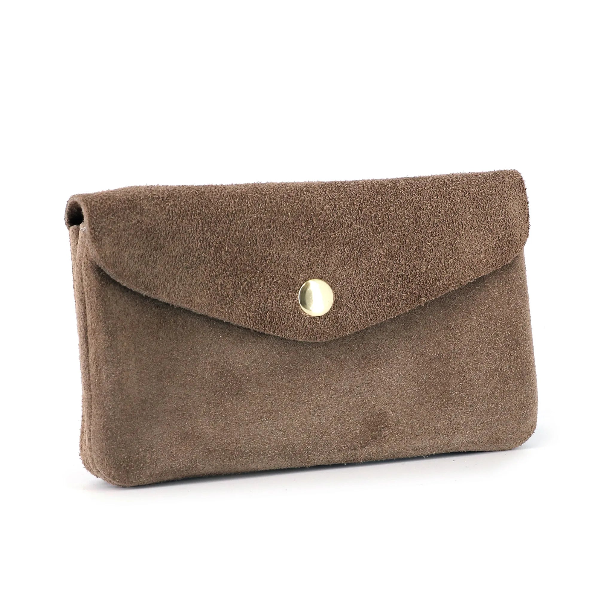 Vue 5 du Porte-monnaie portefeuille mi-long suède Taupe en Cuir couleur TAUPE - Detail.