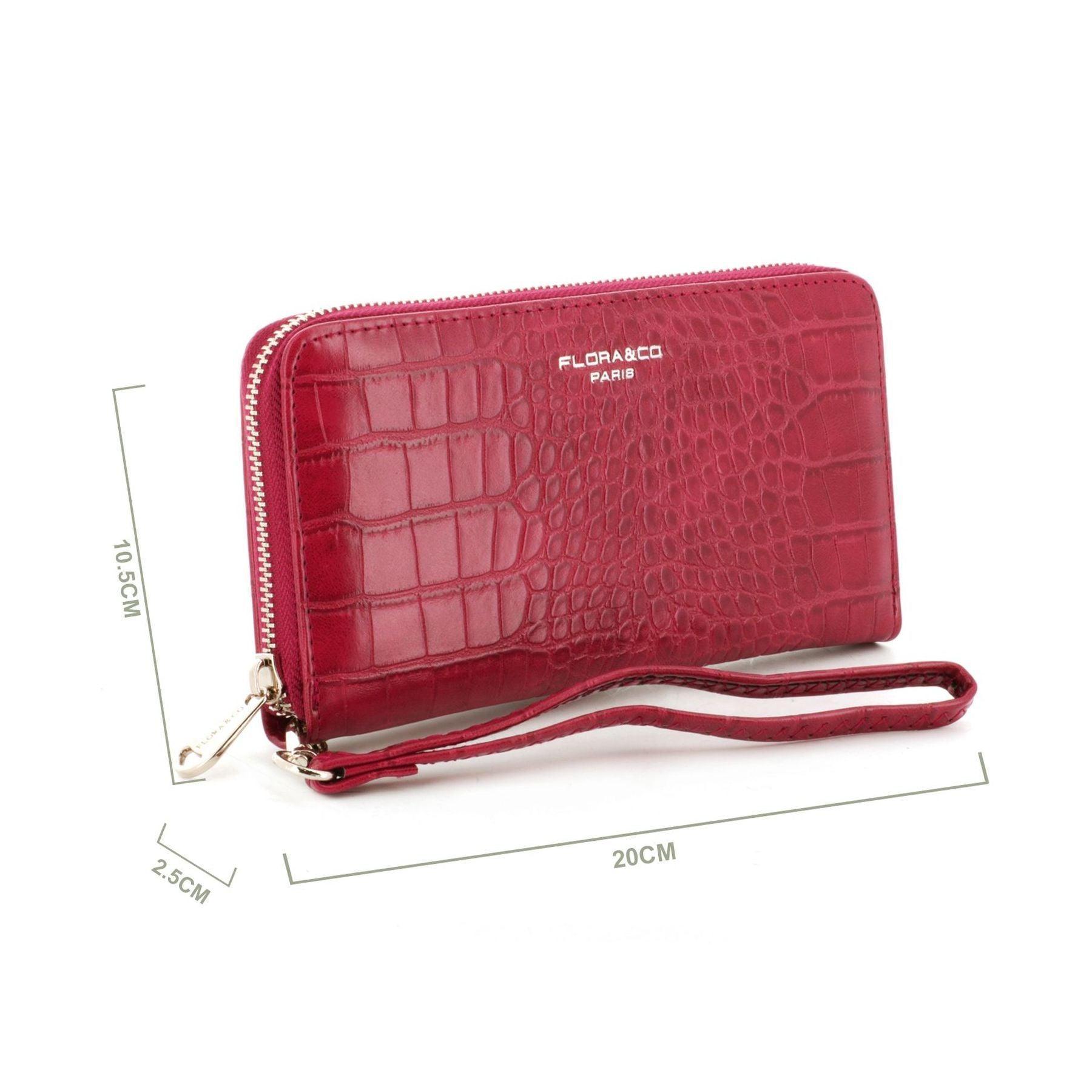 Flora & co Portefeuille femme brillant simili cuir effet croco Rouge