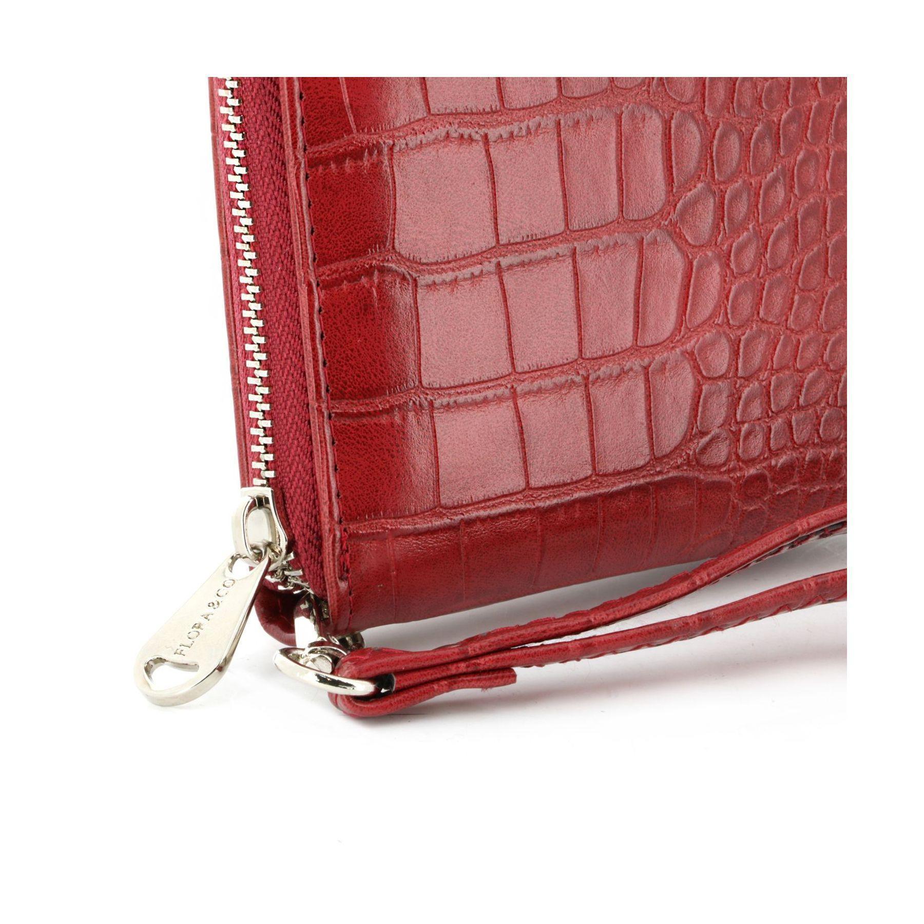 Flora & co Portefeuille femme brillant simili cuir effet croco Rouge