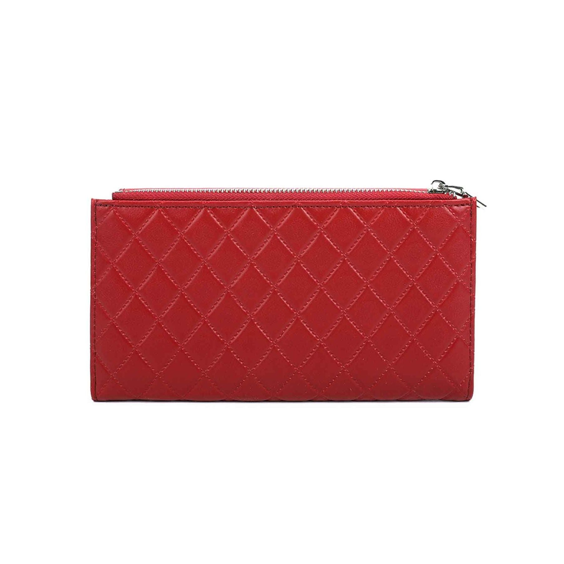 Gallantry portefeuille longue tri-pli pu cuir matelassé Rouge