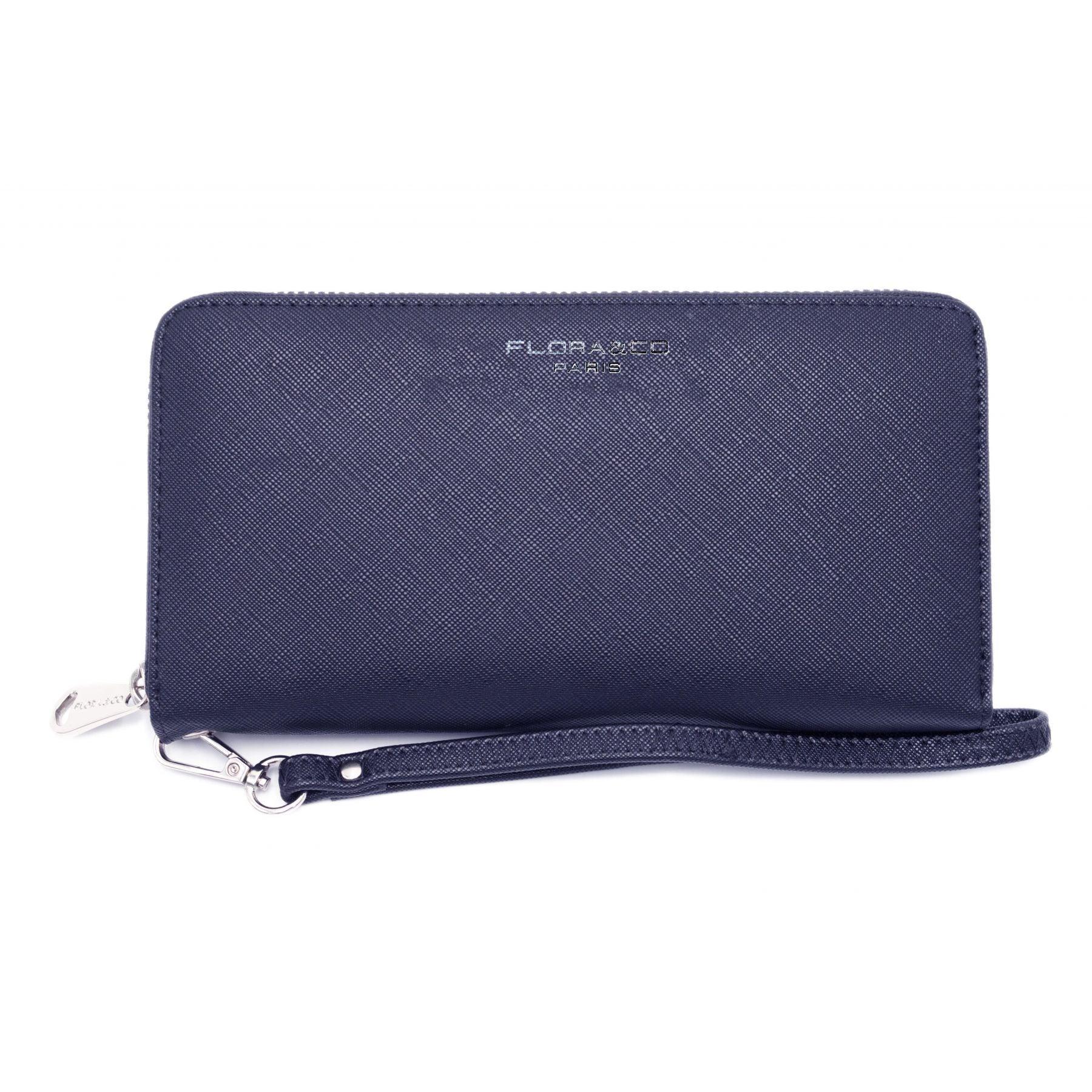 Flora & co Portefeuille Long Tout En Un Femme Rigide Classique Bleu Marine