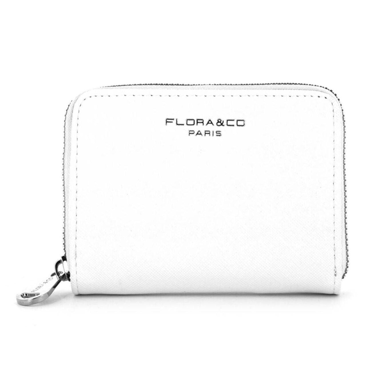 Flora & co Portefeuille porte-carte zippée saffiano Blanc