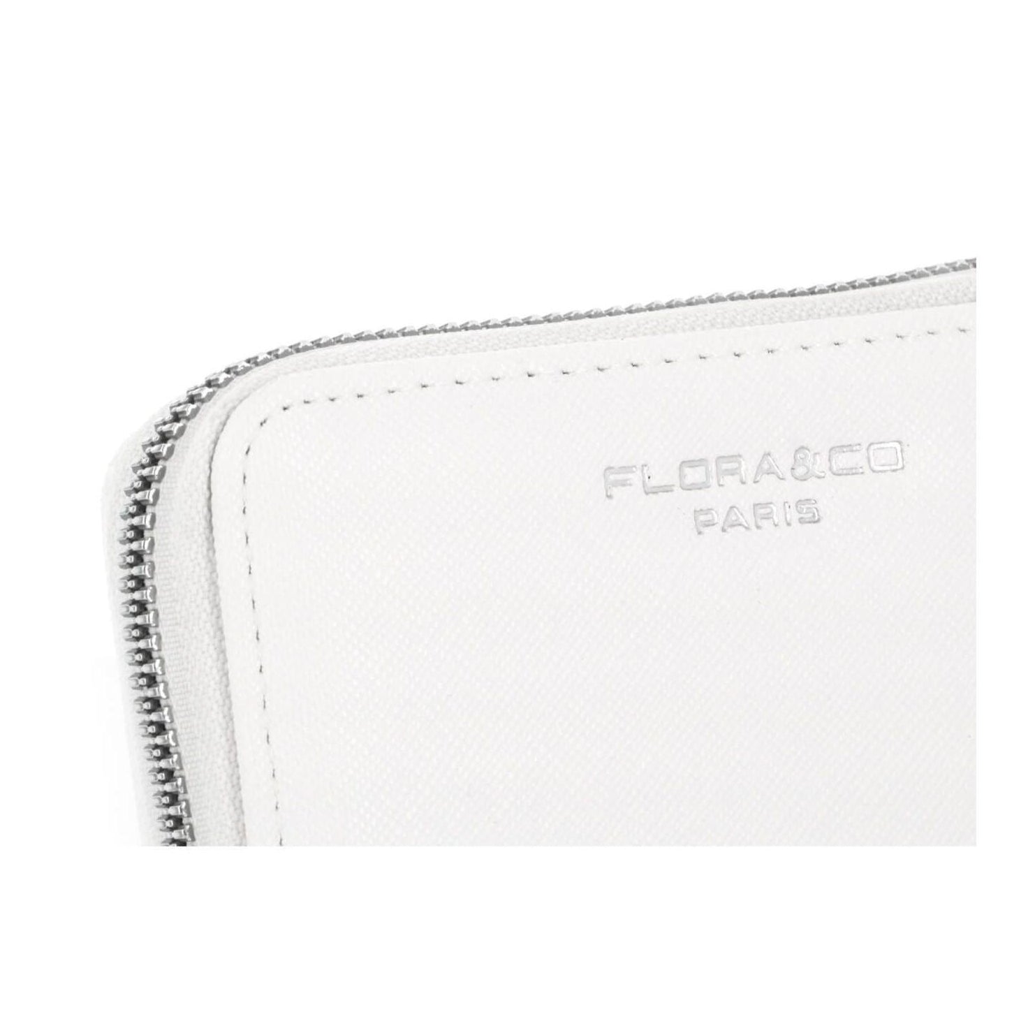 Flora & co Portefeuille porte-carte zippée saffiano Blanc