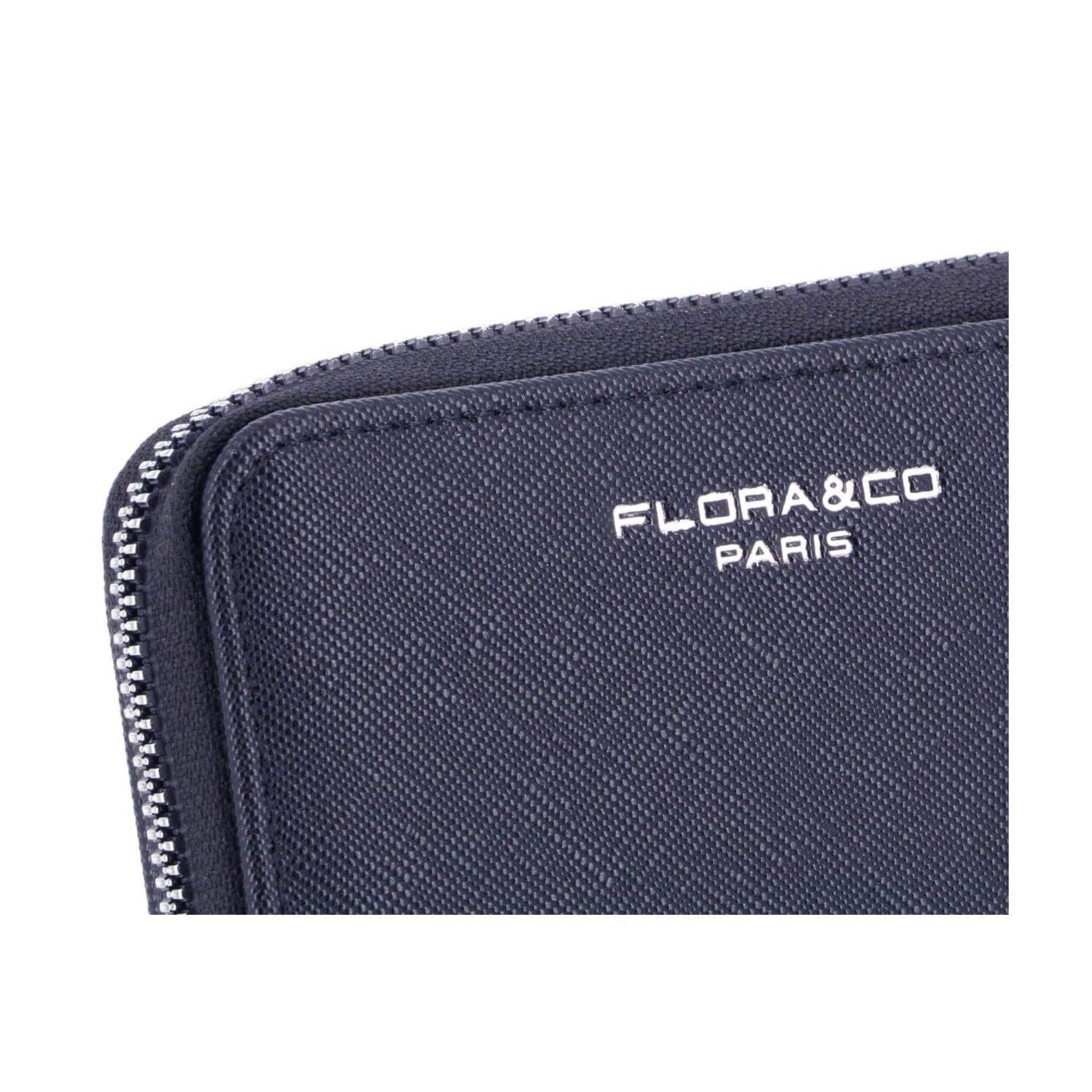 Flora & co Portefeuille porte-carte zippée saffiano Bleu Marine