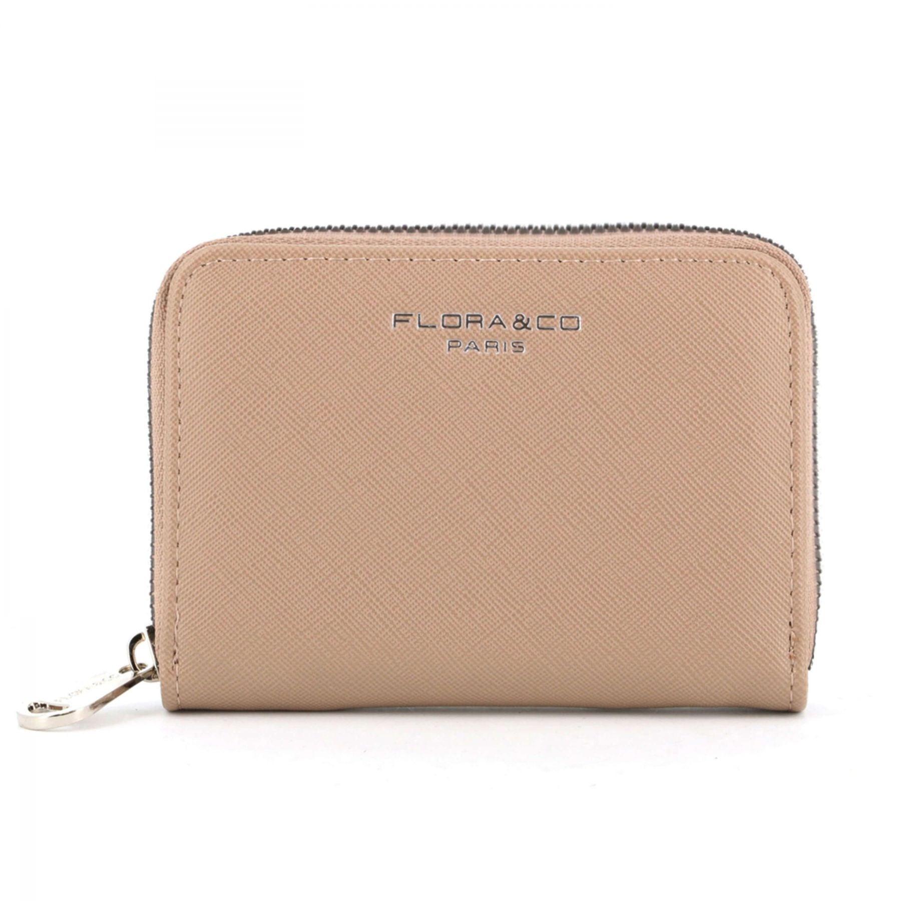 Flora & co Portefeuille porte-carte zippée saffiano Blanc