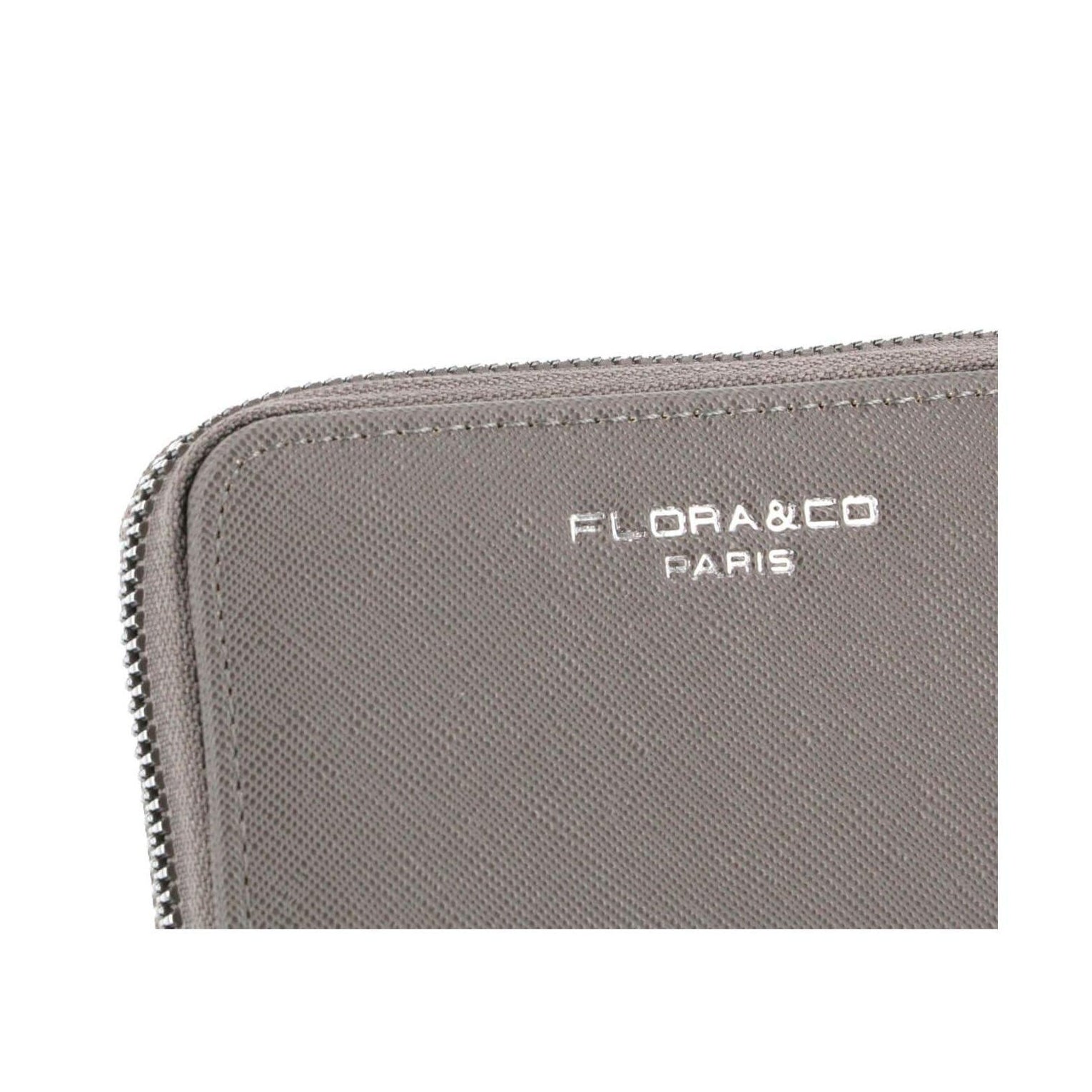 Flora & co Portefeuille porte-carte zippée saffiano Gris