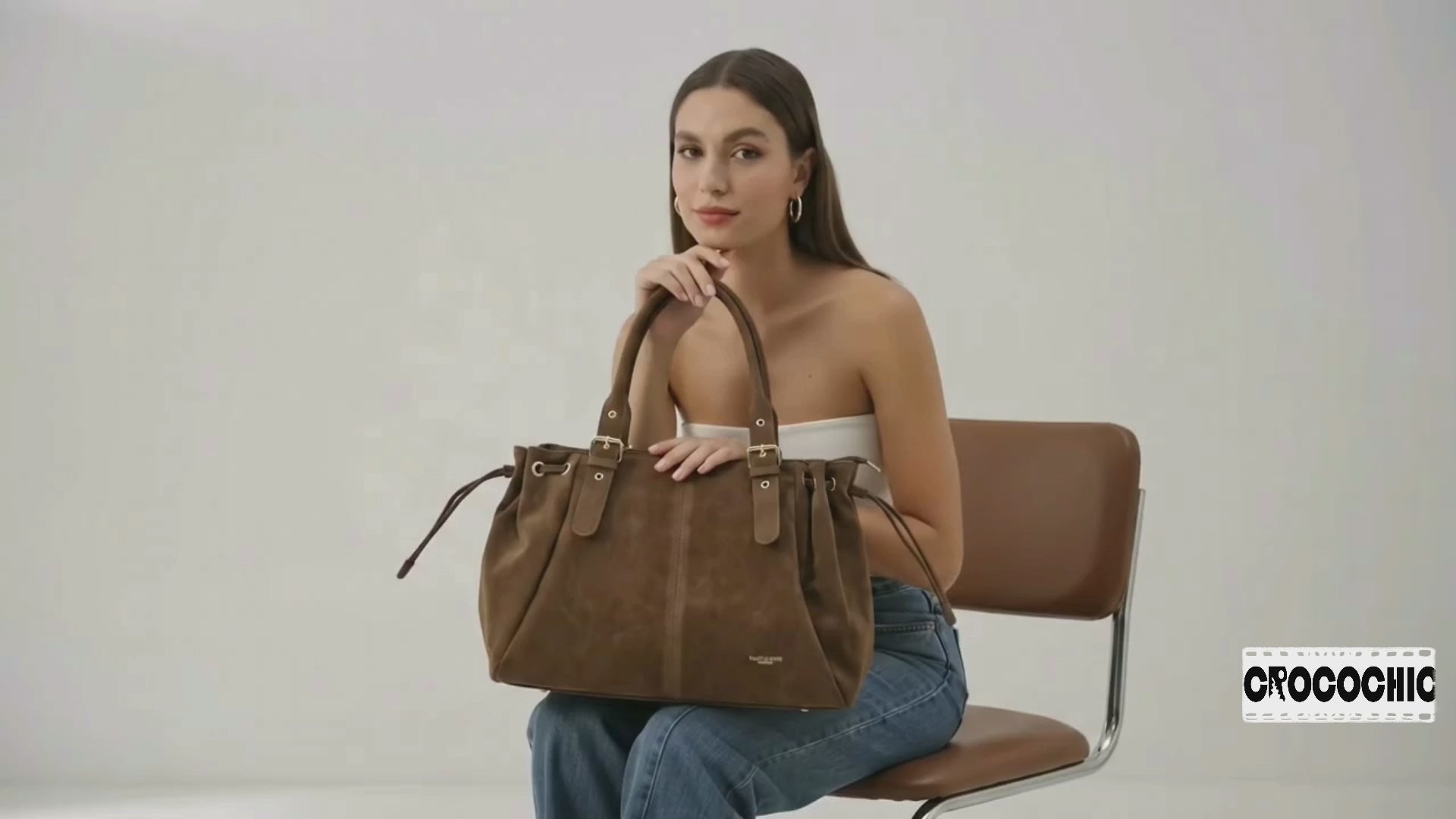 sac cabas bowling en lacet daim