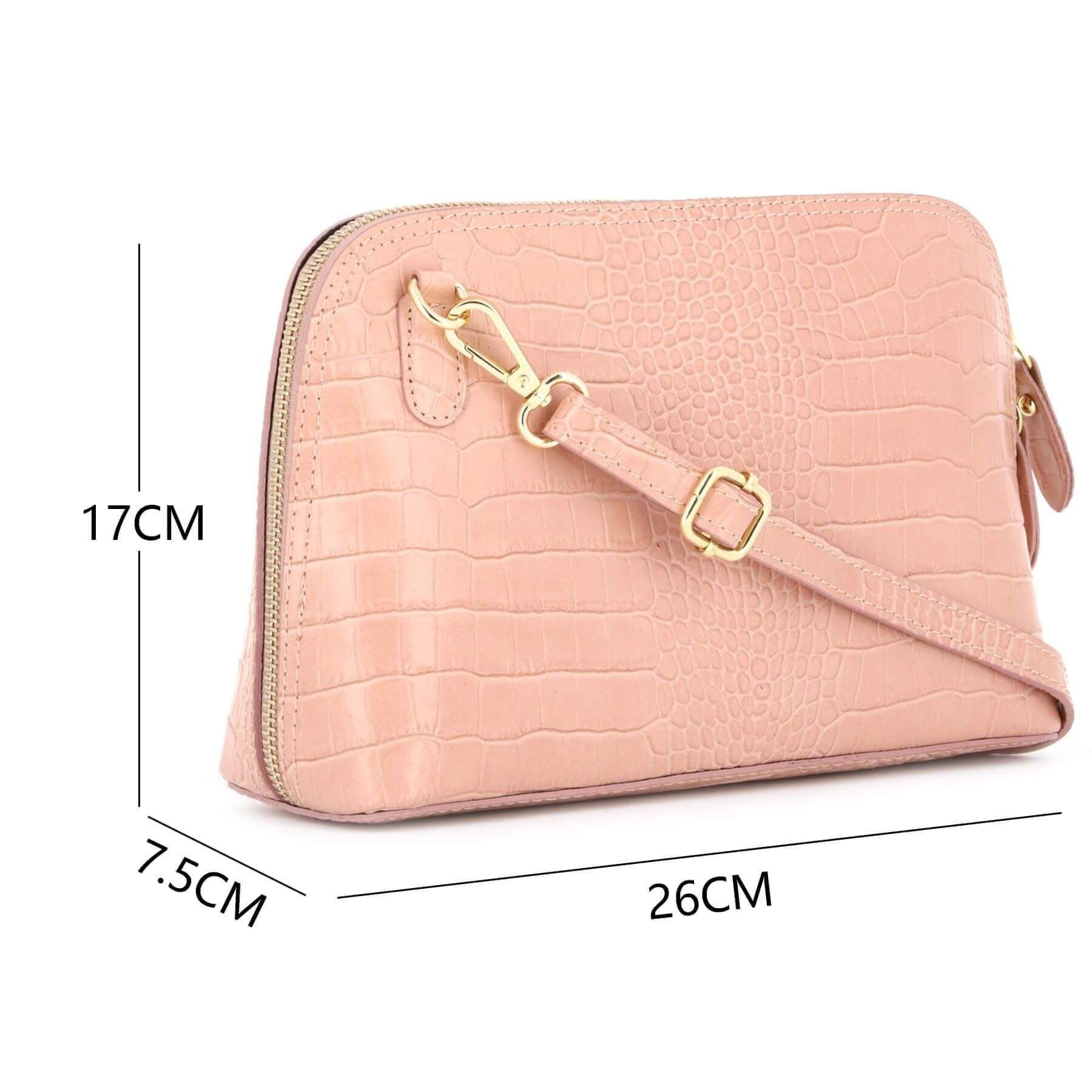 Made in Italy Sac dôme bandoulière femme cuir Rose