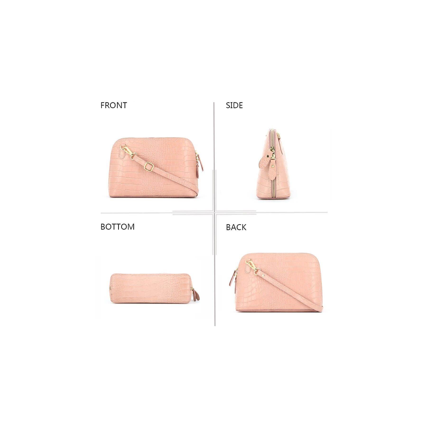 Made in Italy Sac dôme bandoulière femme cuir Rose