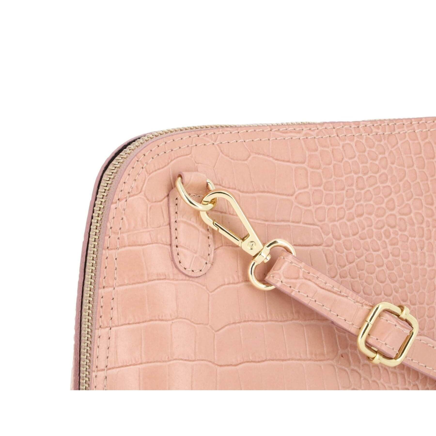 Made in Italy Sac dôme bandoulière femme cuir Rose