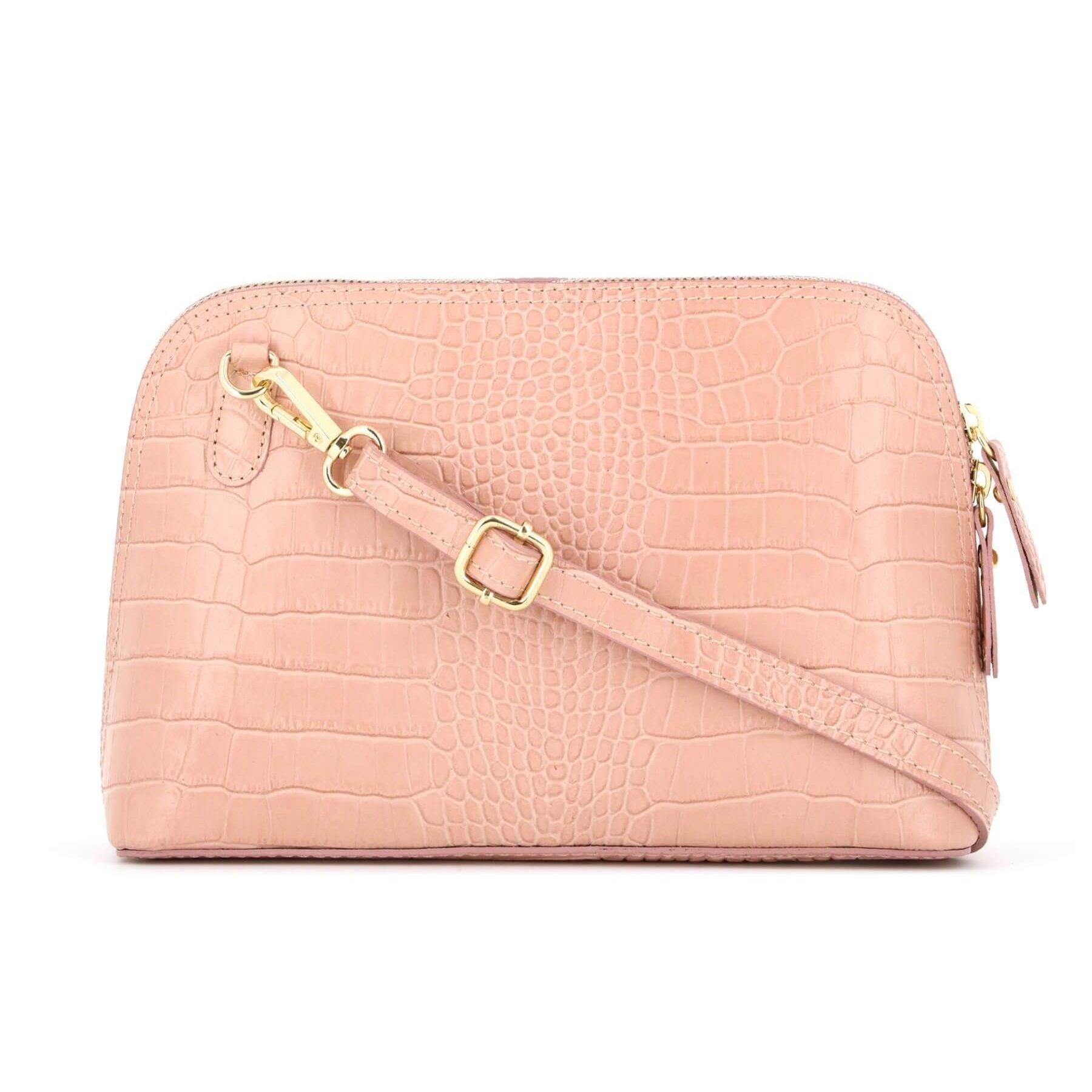 Made in Italy Sac dôme bandoulière femme cuir Rose