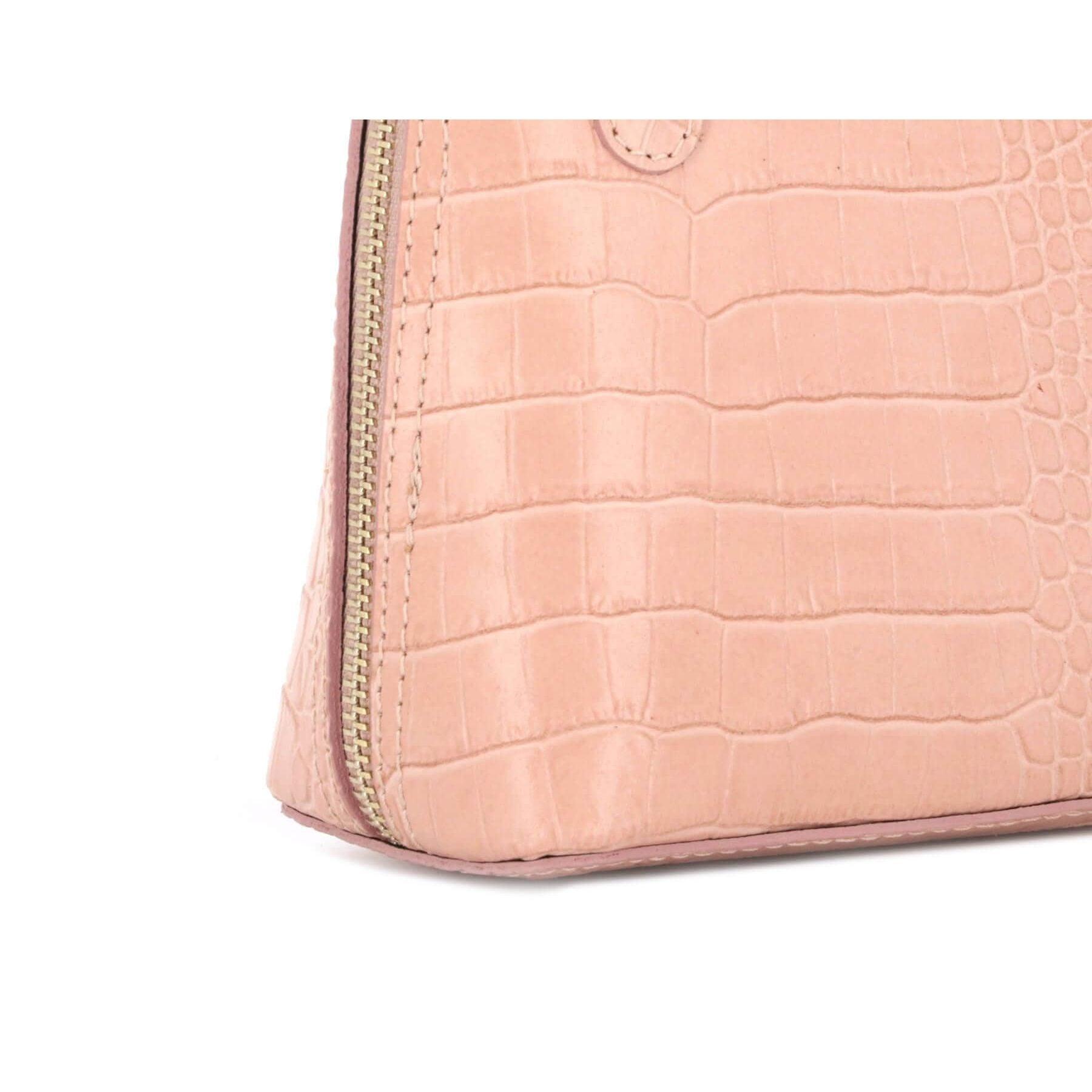 Made in Italy Sac dôme bandoulière femme cuir Rose