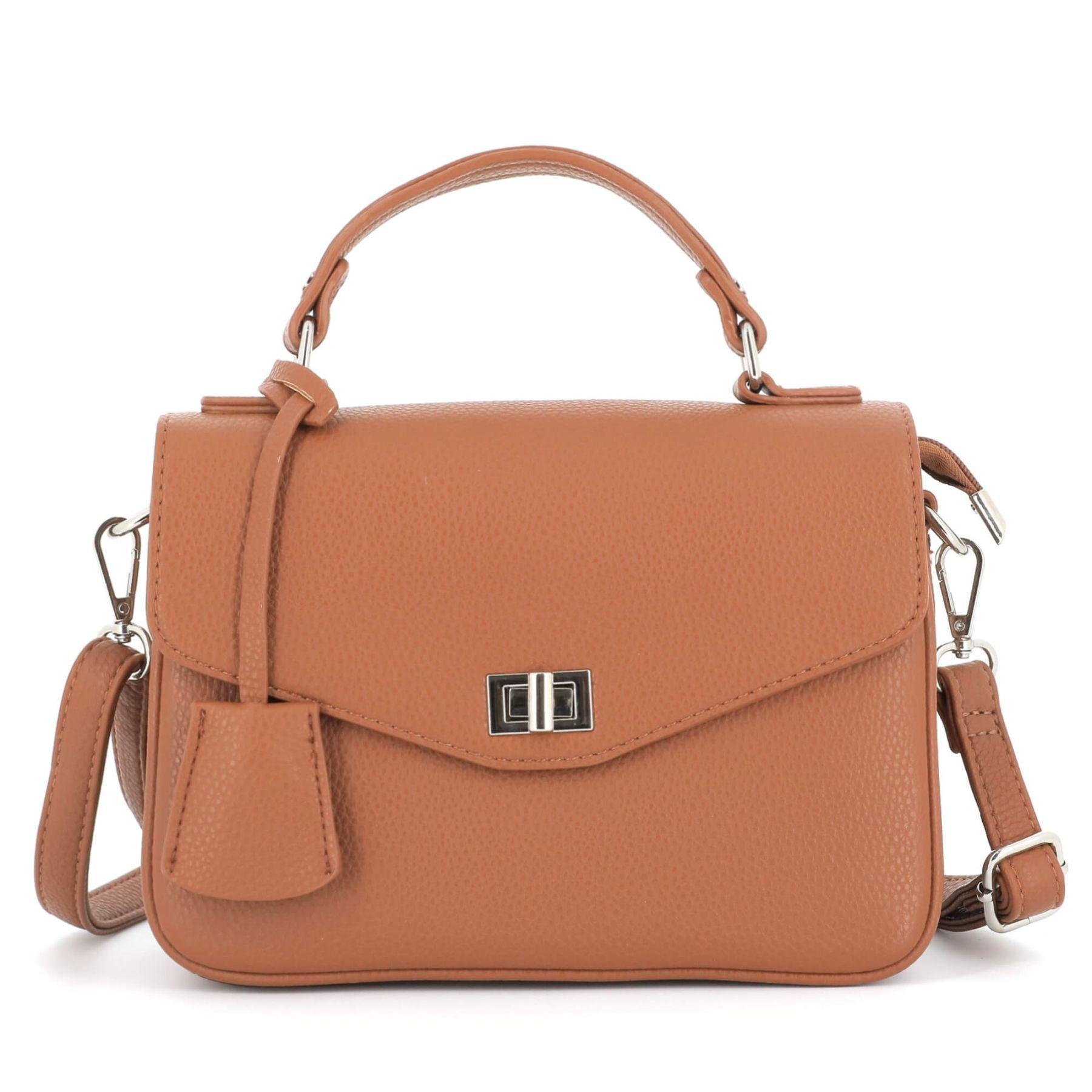 Flora & co sac à main bandoulière style cartable Camel