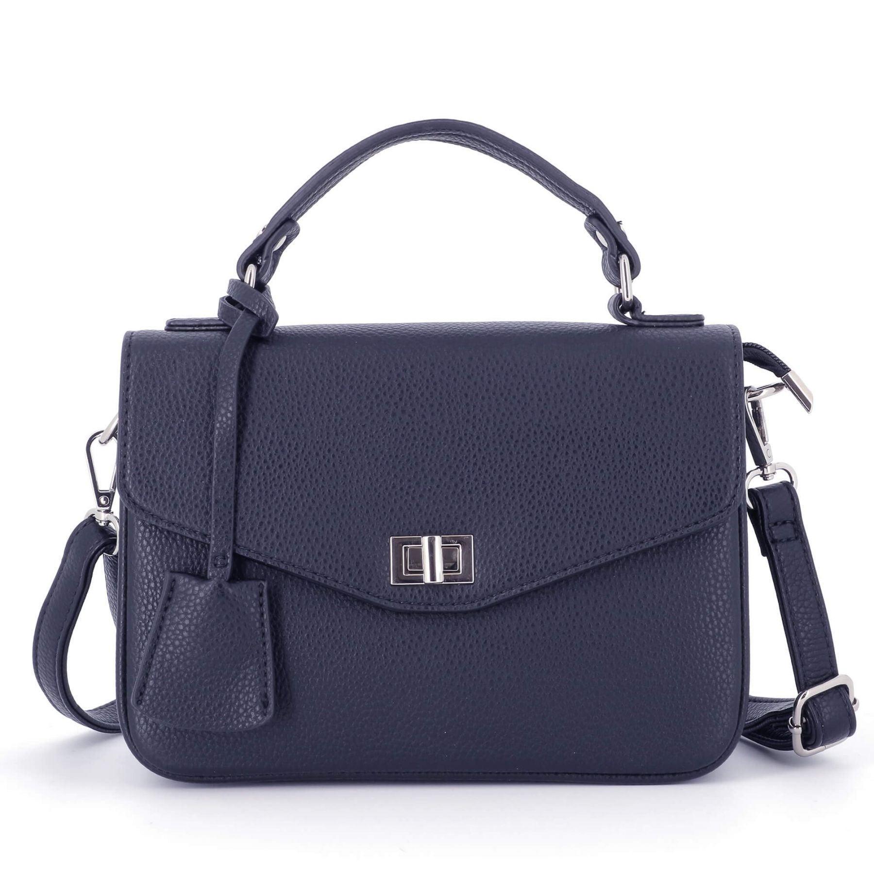 Flora & co sac à main bandoulière style cartable Bleu Marine