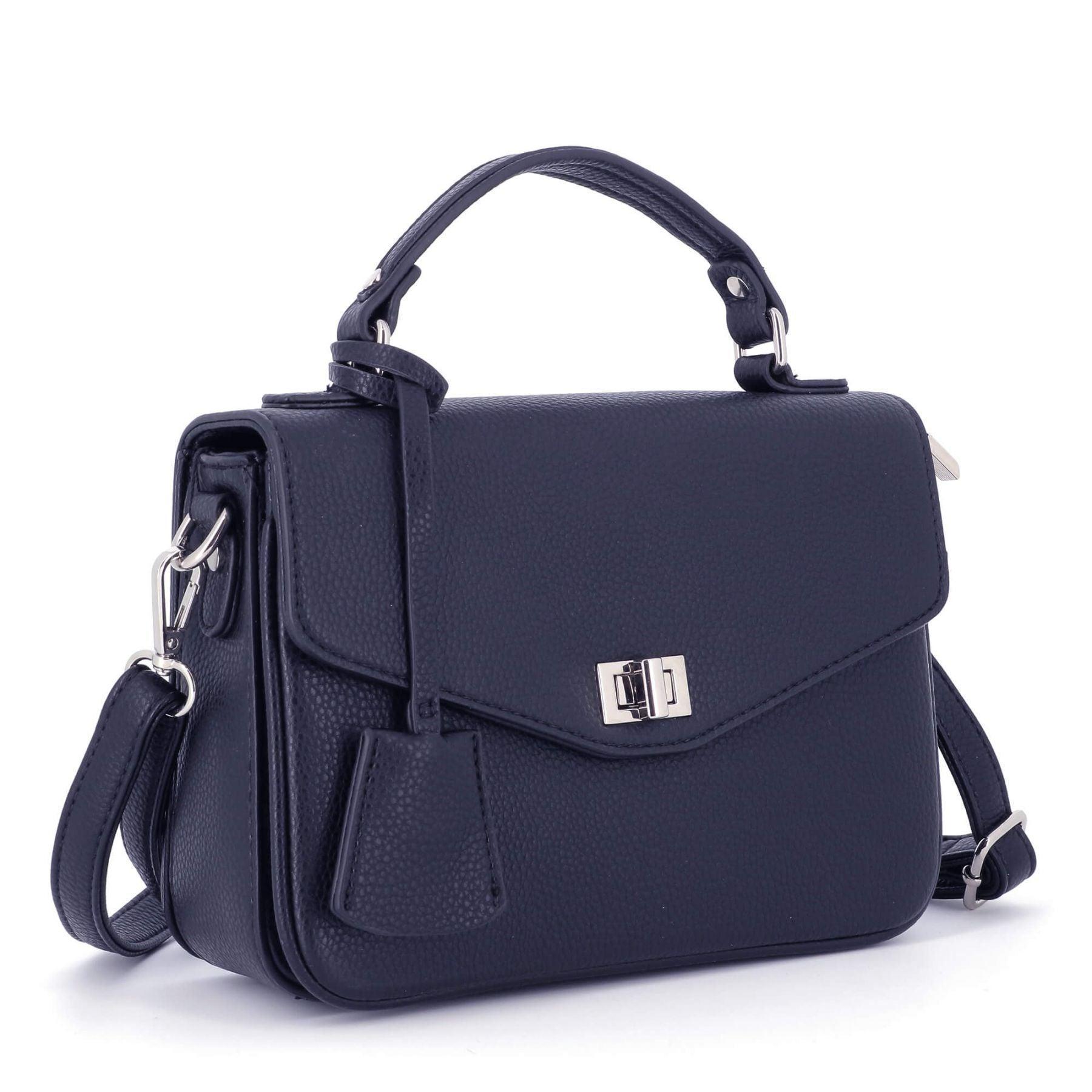 Flora & co sac à main bandoulière style cartable Bleu Marine