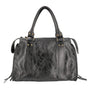 Vue 4 du Sac à main bowling en cuir irisé noir en Cuir véritable couleur NOIR IRISE - Détail.