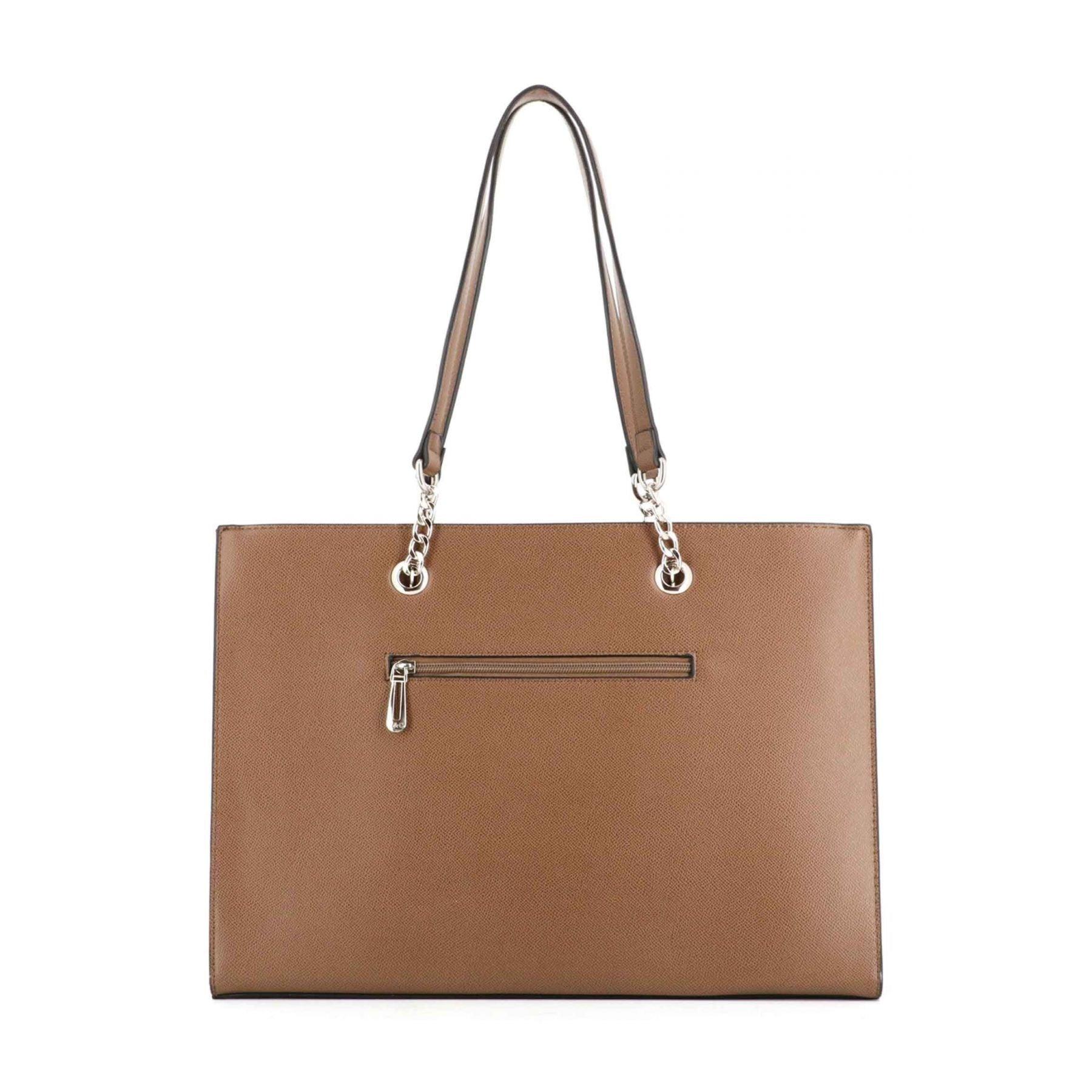 Flora & co Sac A Main Femme Chaîne Similicuir Grainé Rigide Forme A4 TAUPE