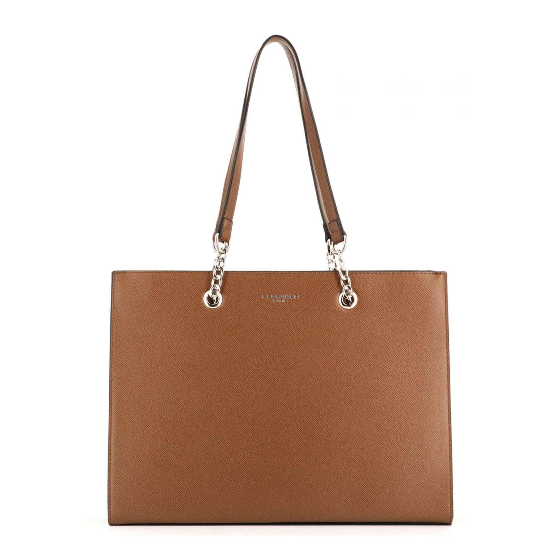 Flora & co Sac A Main Femme Chaîne Similicuir Grainé Rigide Forme A4 TAUPE