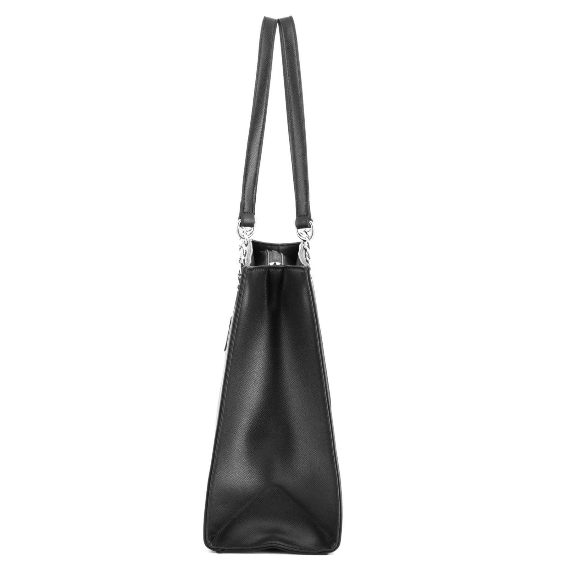 Flora & co Sac A Main Femme Chaîne Similicuir Grainé Rigide Forme A4 NOIR