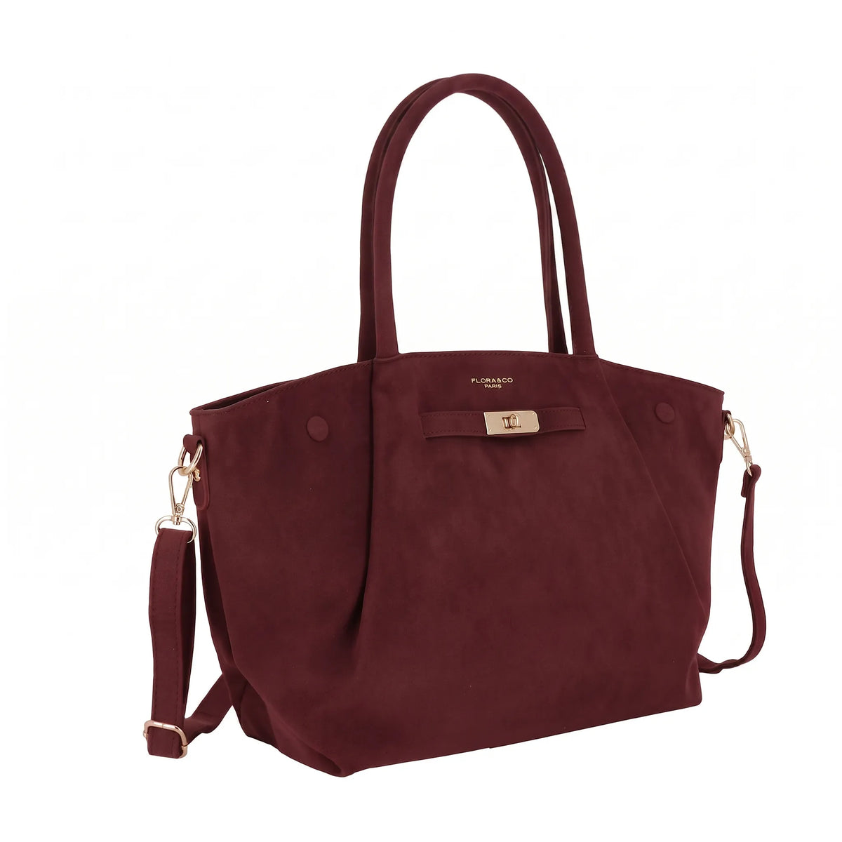 Vue 3 du Sac à Main Femme en Similicuir Effet Daim Bordeaux en synthétique couleur BORDEAUX - Detail.