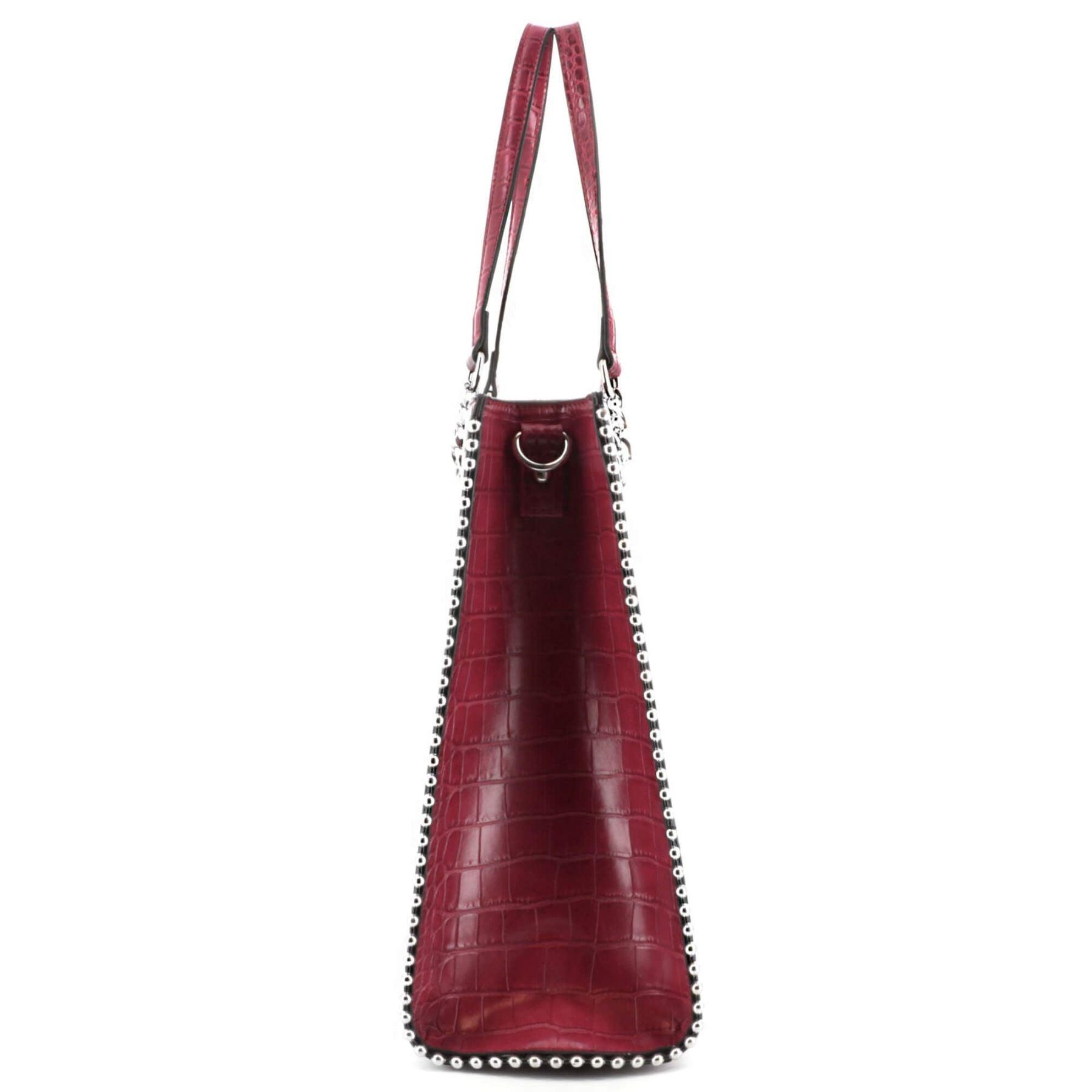 Flora & co Sac A Main Fourre-tout Cours Fille A4 Chaîne Perles Effet Croco ROUGE