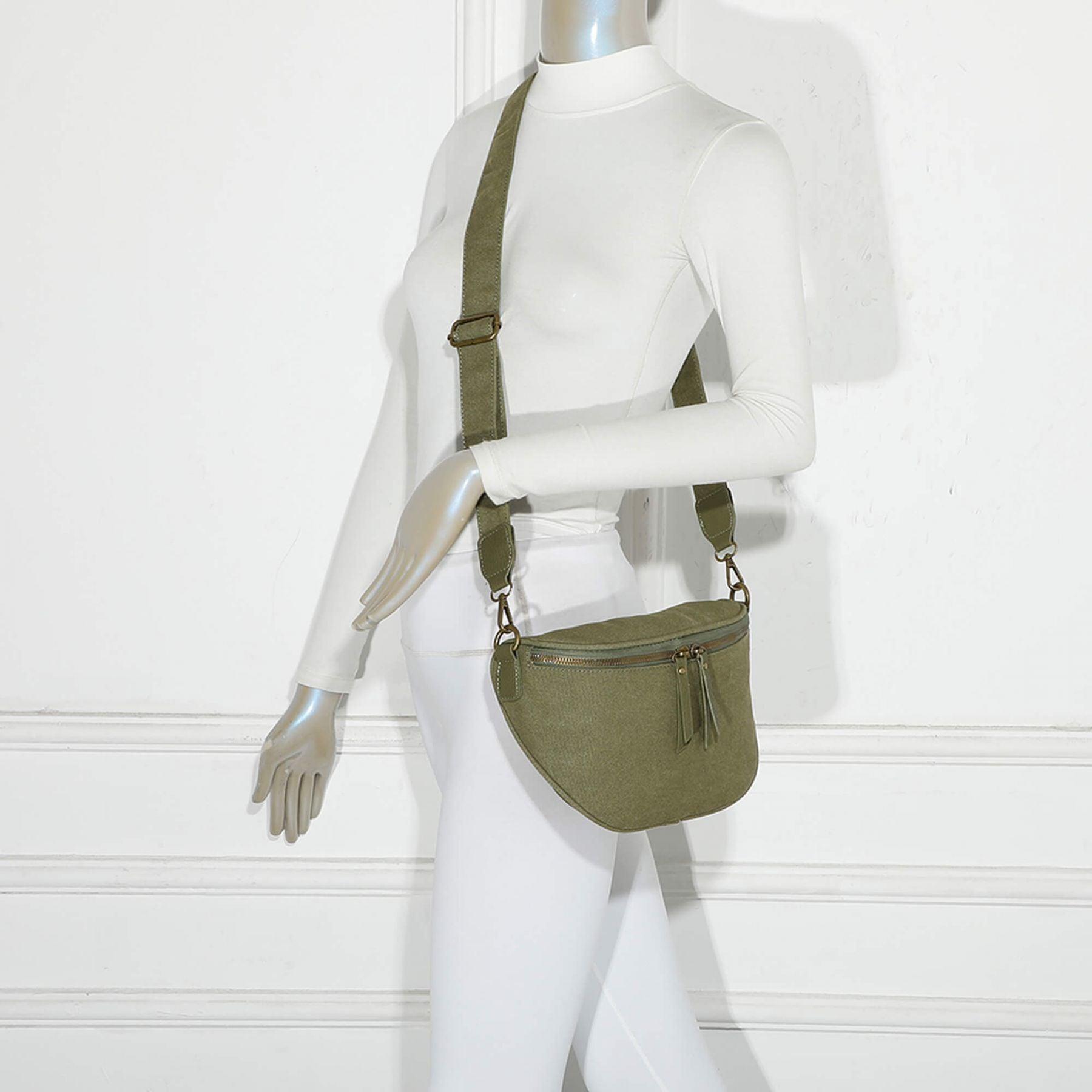 Gallantry Sac banane bandoulière en toile canvas Vert