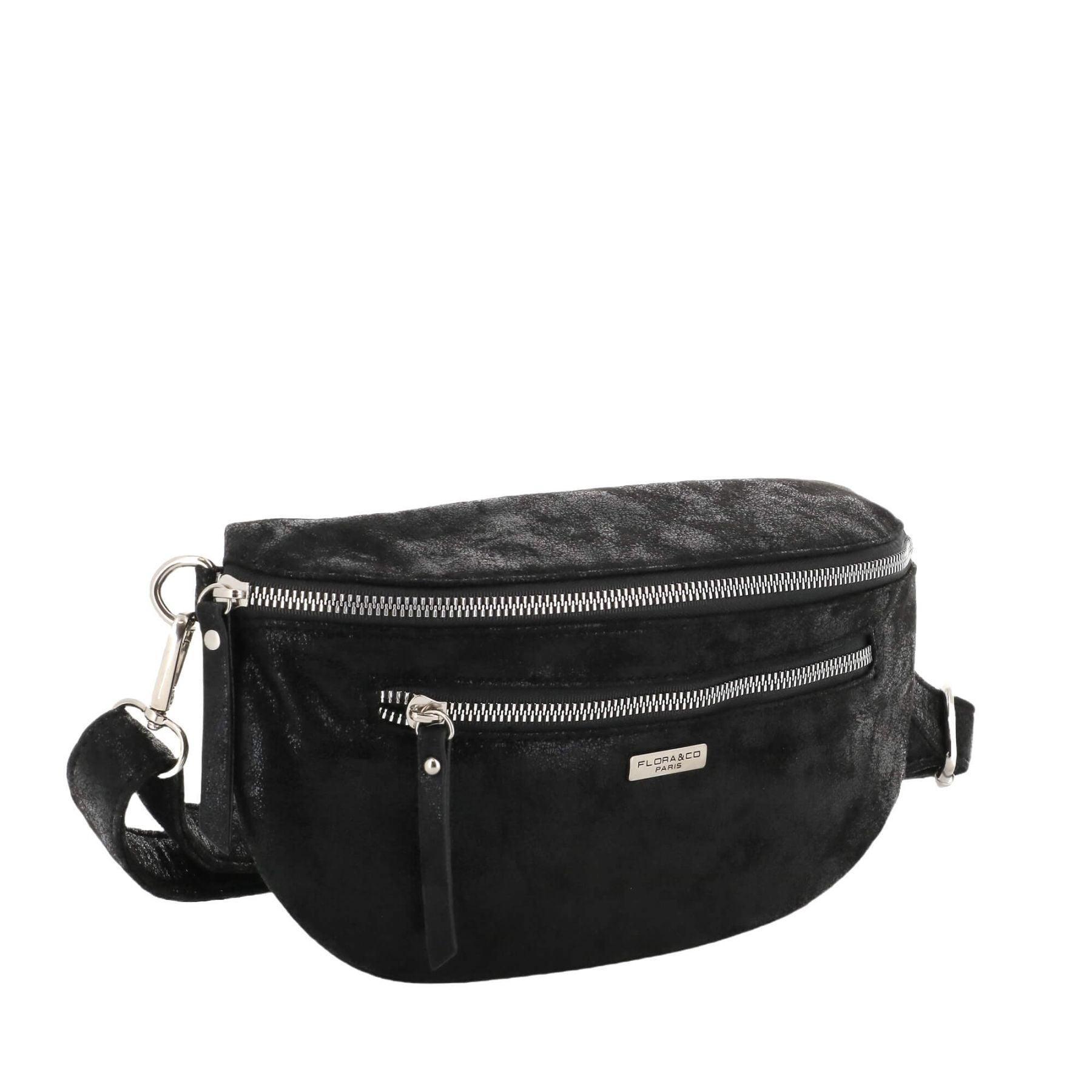 Flora & co Sac banane bandoulière suédine Noir