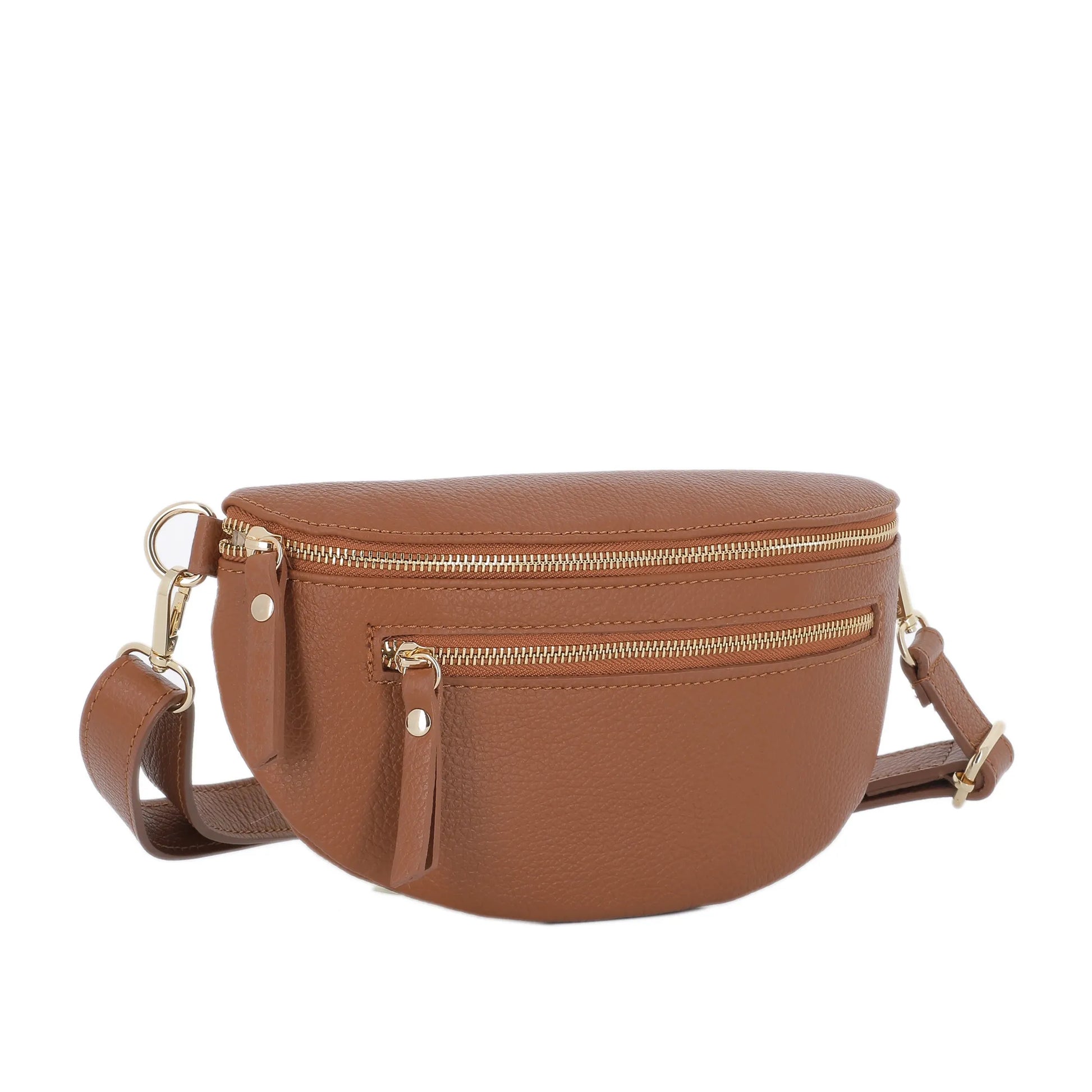 Vue 3 du Sac banane ville cuir grainé Cognac en Cuir couleur COGNAC - Detail.