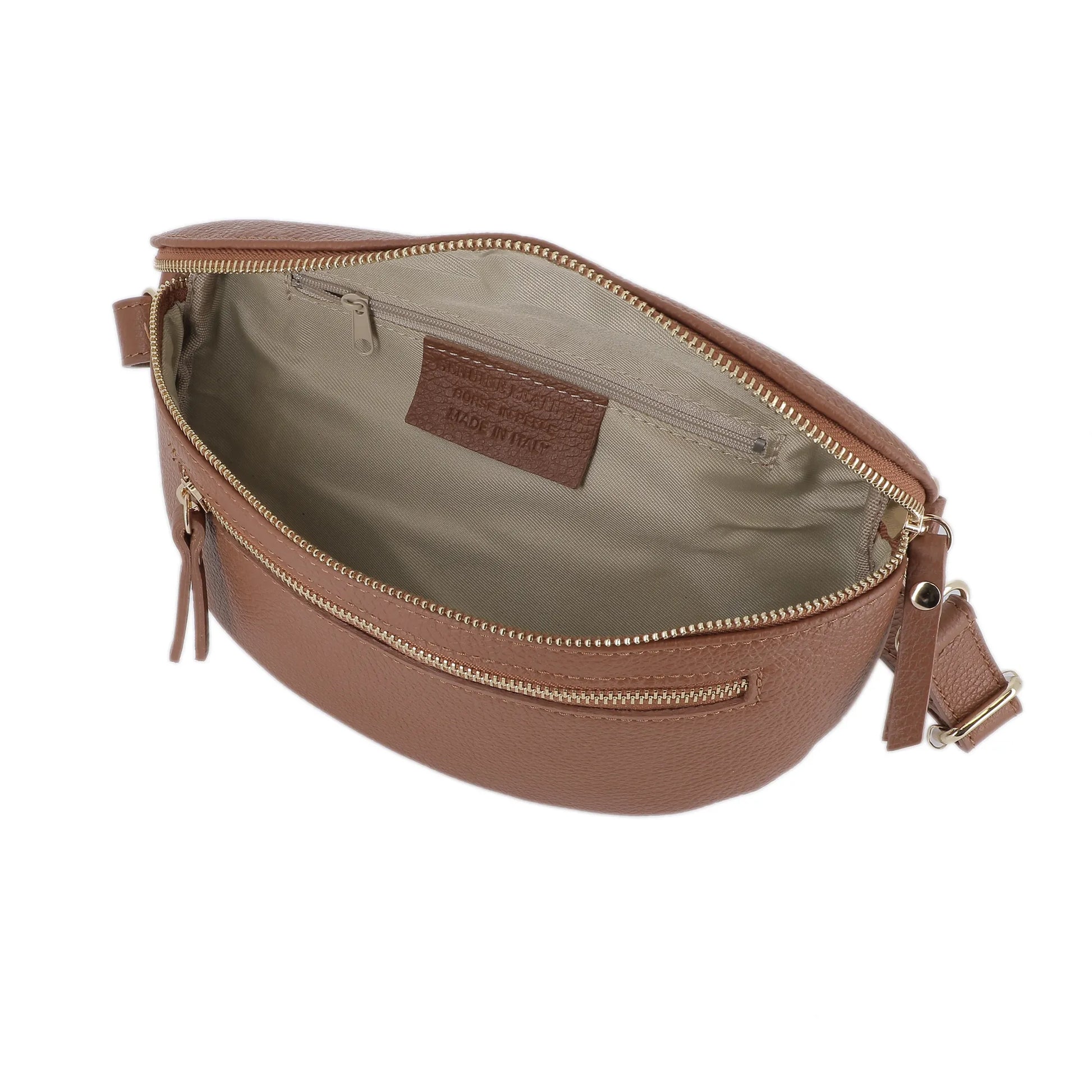 Vue 4 du Sac banane ville cuir grainé Cognac en Cuir couleur COGNAC - Detail.