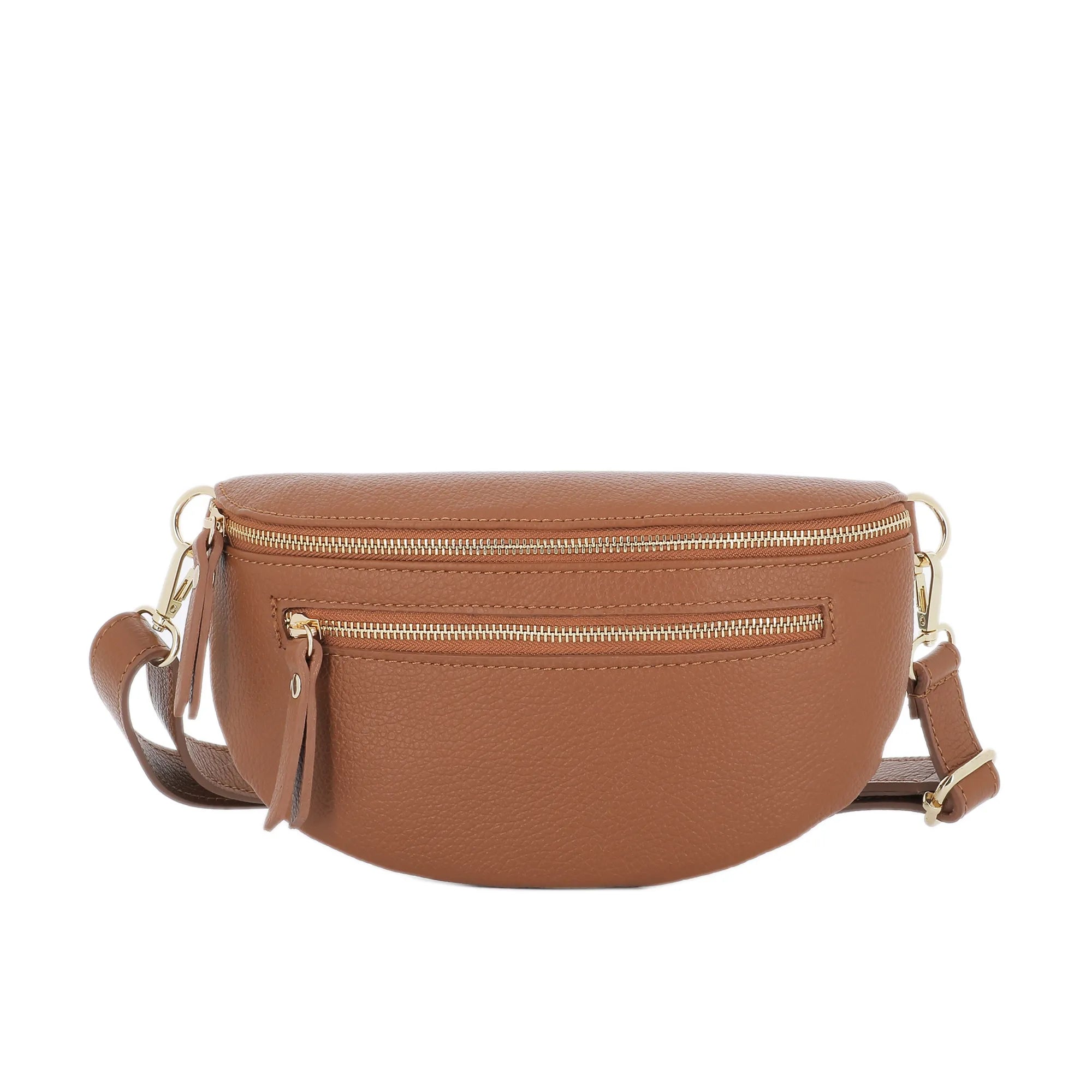 Vue principale du Sac banane ville cuir grainé Cognac en Cuir couleur COGNAC.