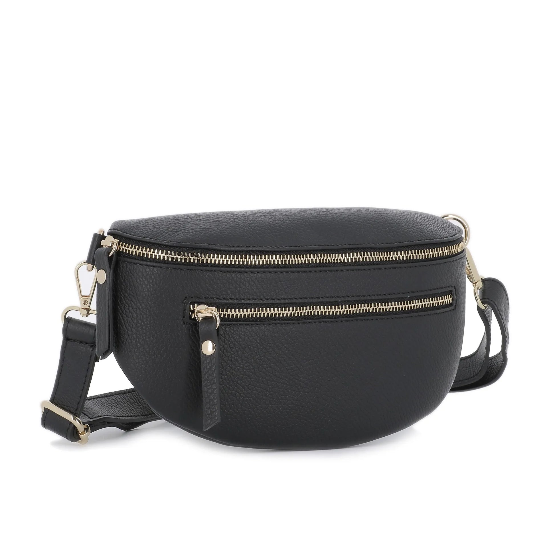 Vue 3 du Sac banane ville cuir grainé Noir en Cuir couleur NOIR - Detail.
