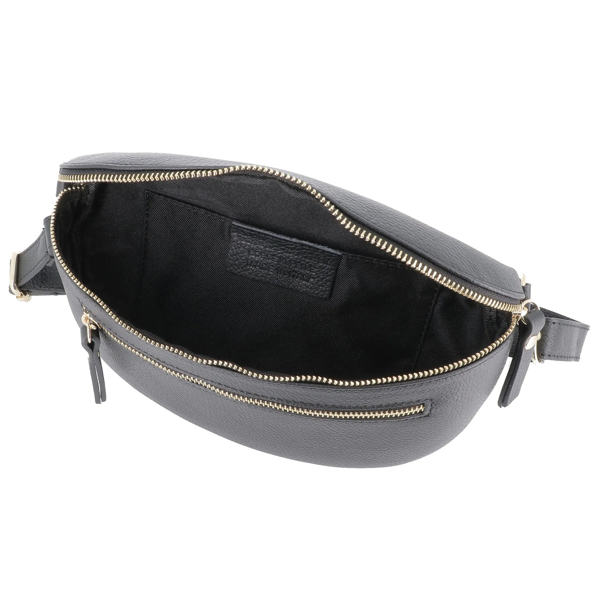 Vue 4 du Sac banane ville cuir grainé Noir en Cuir couleur NOIR - Detail.