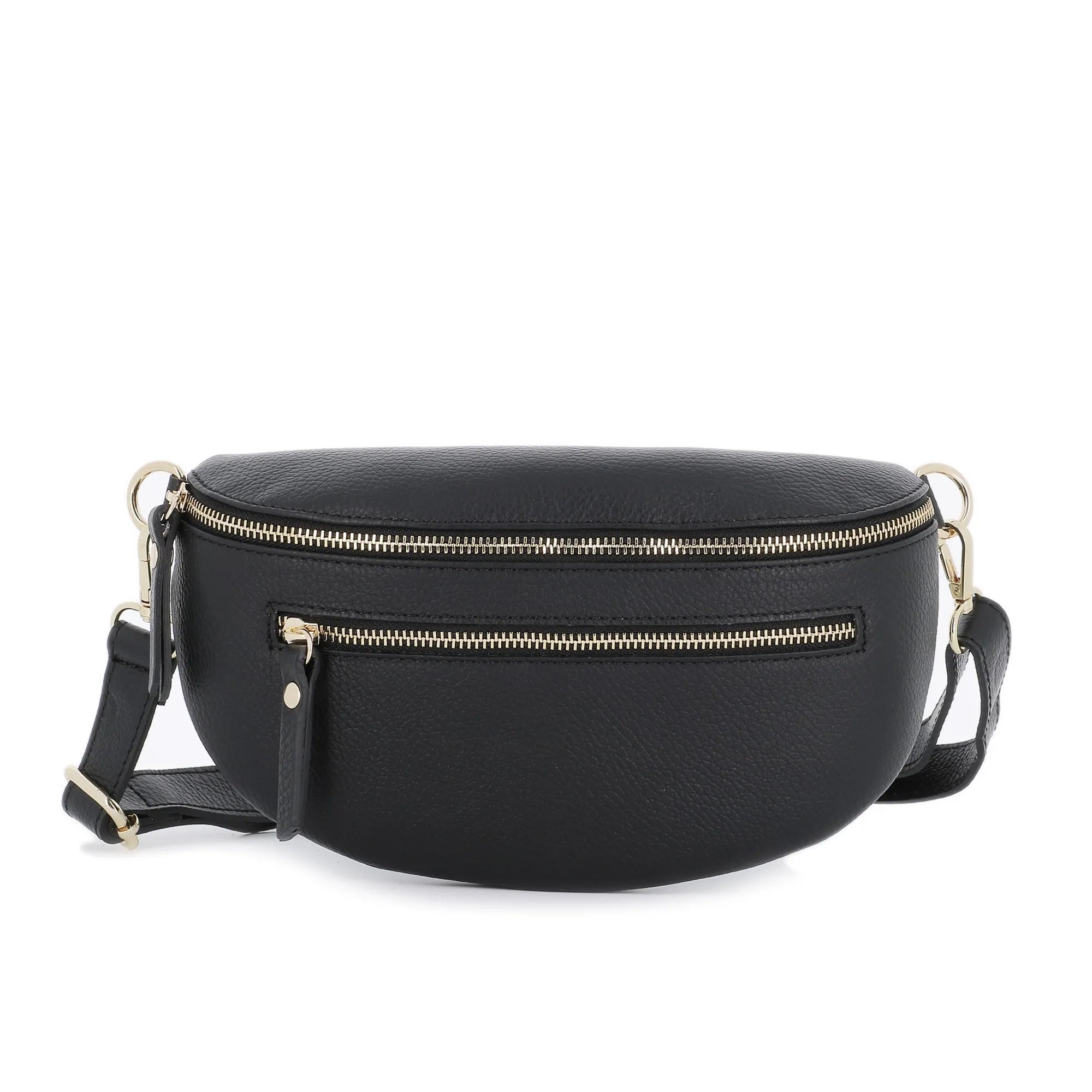 Vue principale du Sac banane ville cuir grainé Noir en Cuir couleur NOIR.