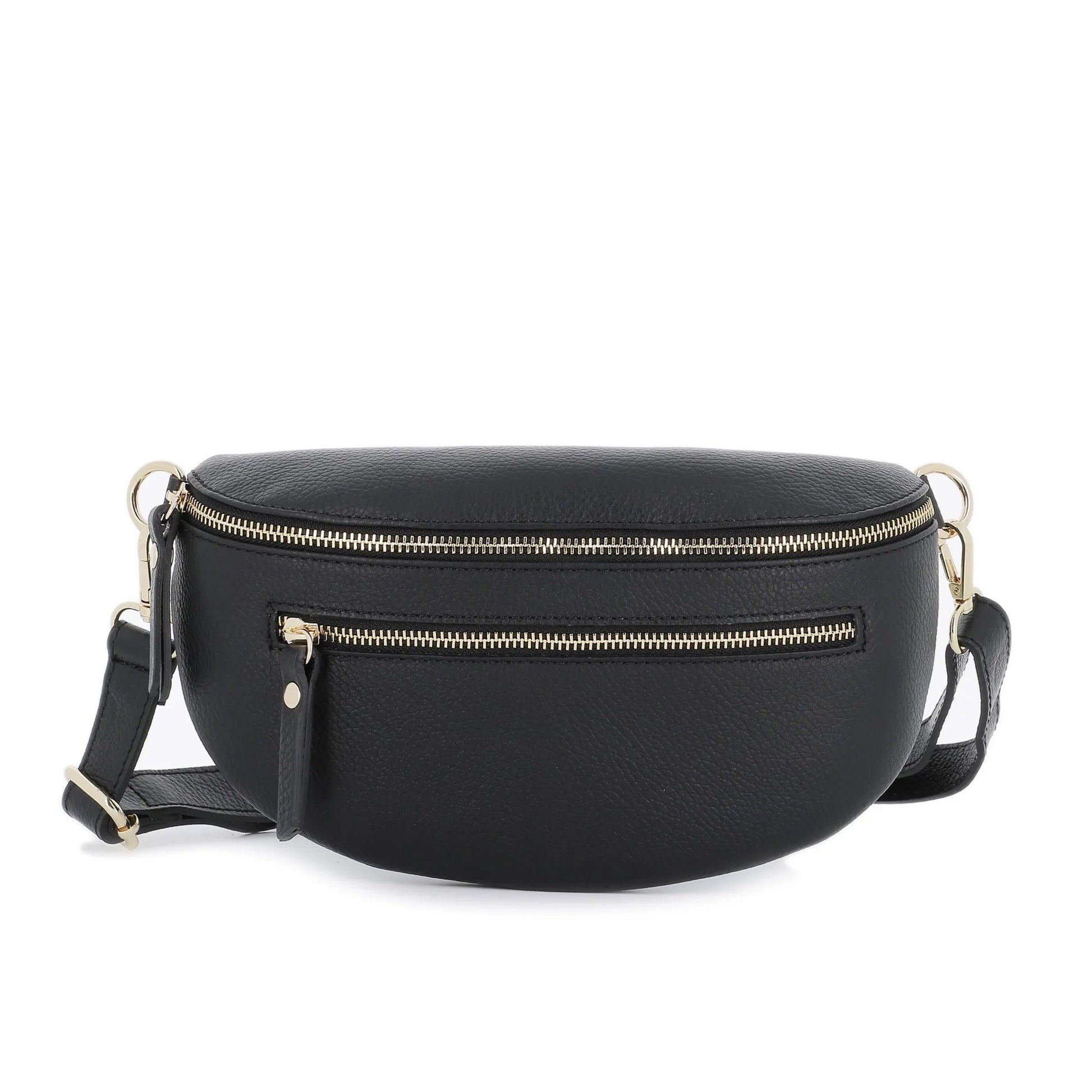 Vue principale du Sac banane ville cuir grainé Noir en Cuir couleur NOIR.