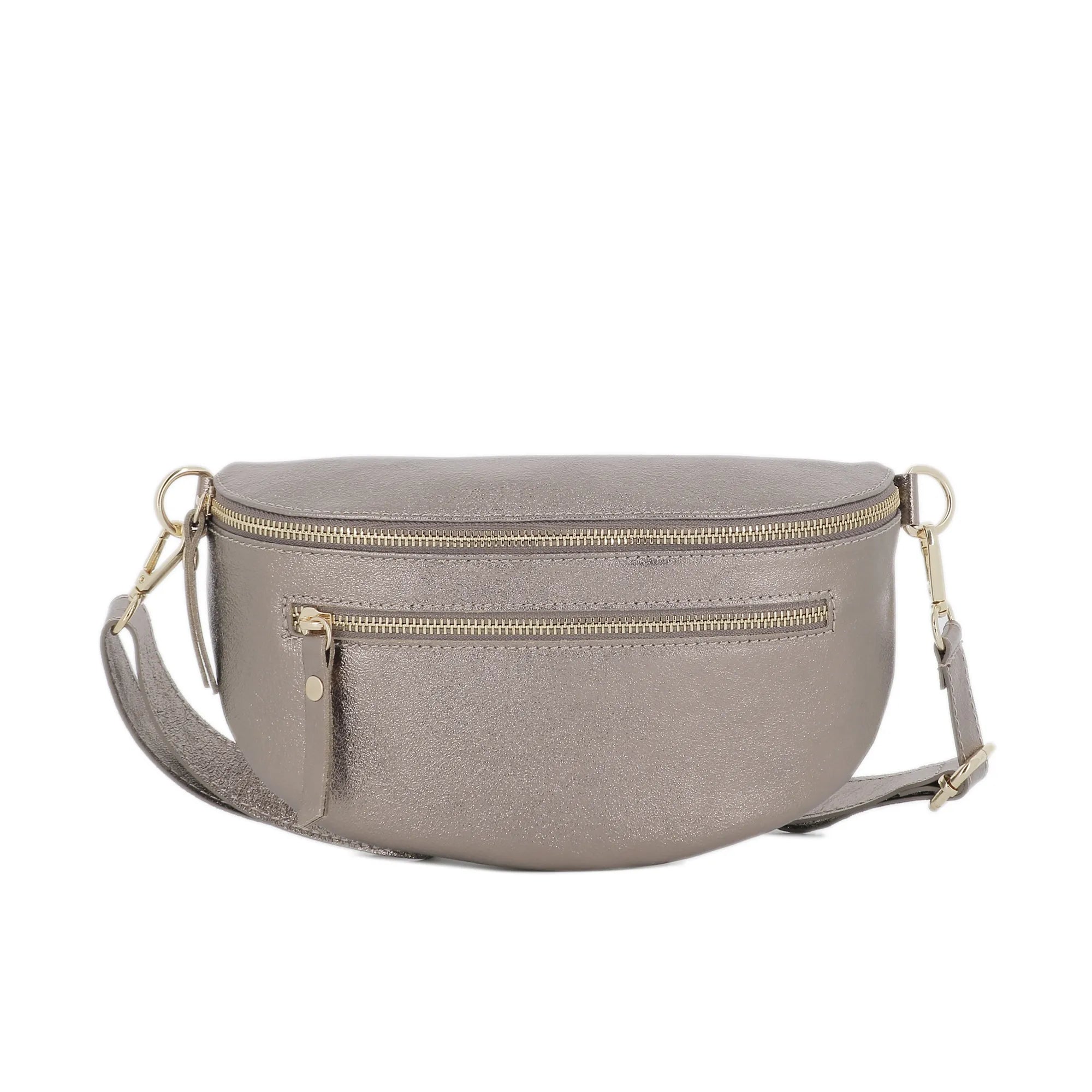 Vue principale du Sac banane ville cuir irisé Taupe en Cuir couleur TAUPE.