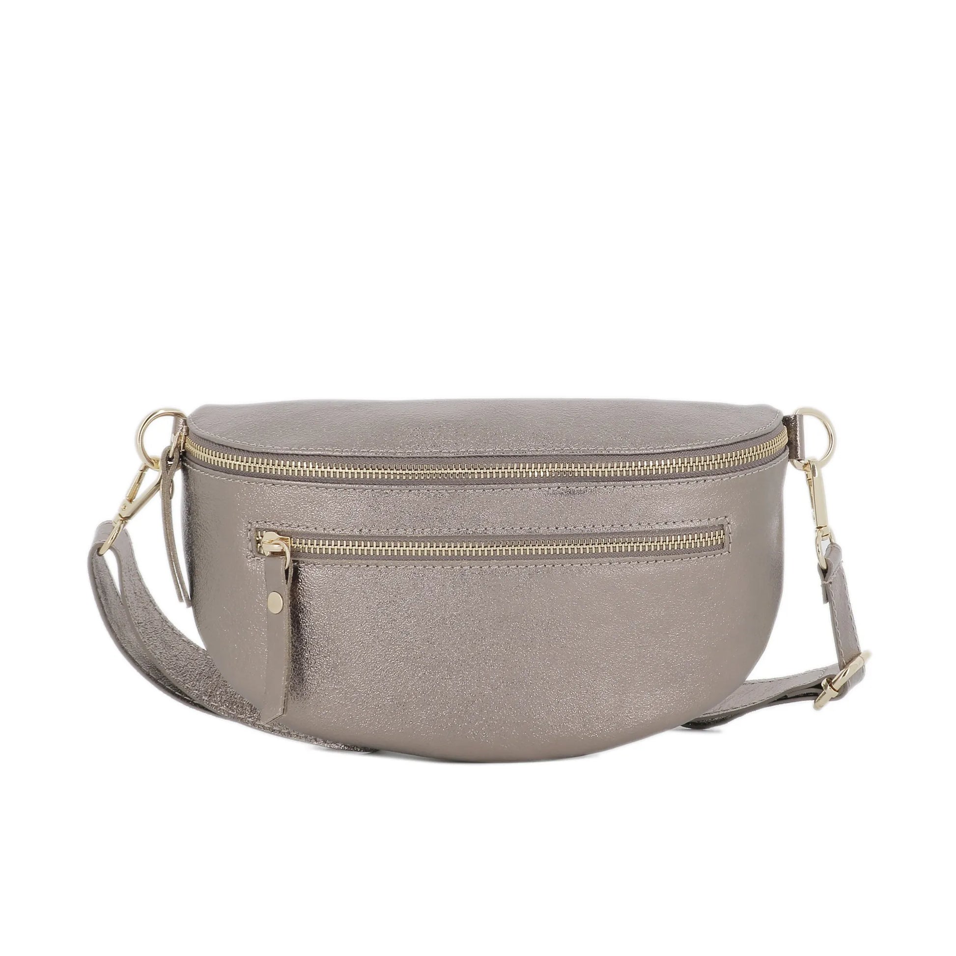 Vue principale du Sac banane ville cuir irisé Taupe en Cuir couleur TAUPE.