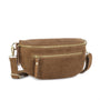 Vue 2 du Sac banane ville cuir suédine Camel en Cuir couleur CAMEL - Detail.