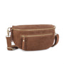 Vue 2 du Sac banane ville cuir suédine Cognac en Cuir couleur COGNAC - Detail.