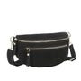 Vue 3 du Sac banane ville cuir suédine Noir en Cuir couleur NOIR - Detail.