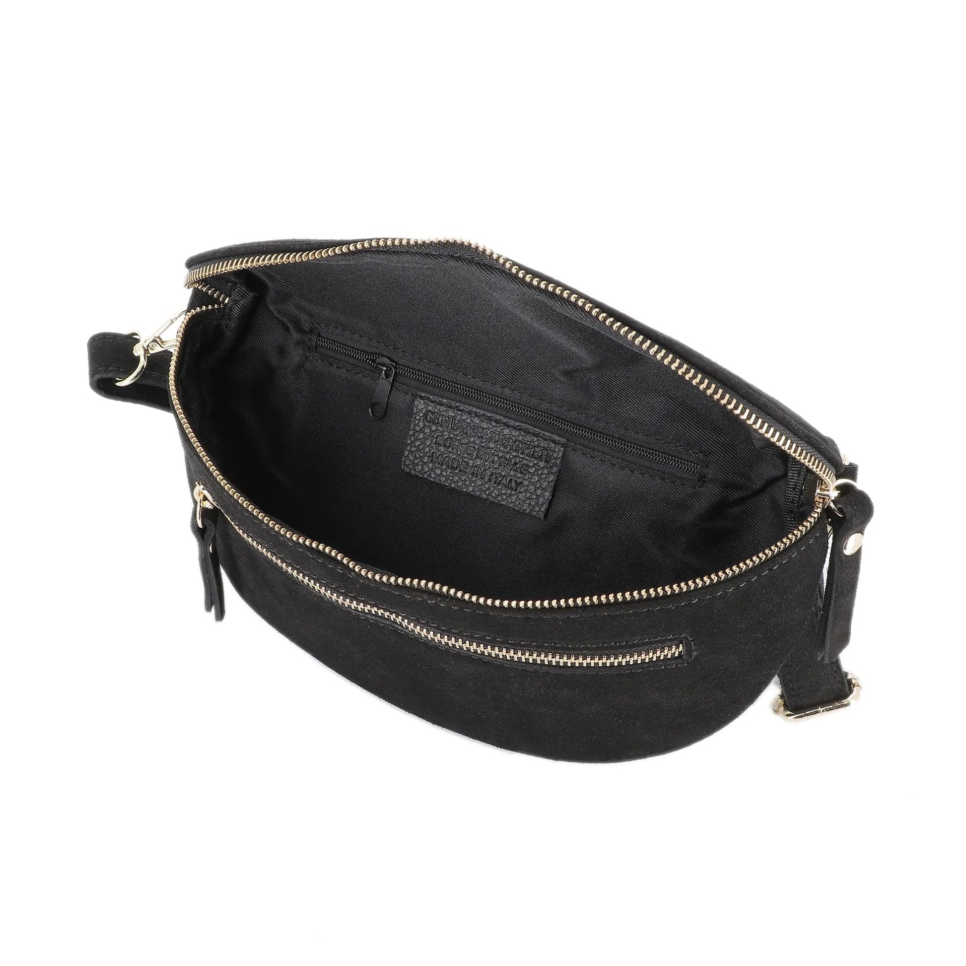 Vue 4 du Sac banane ville cuir suédine Noir en Cuir couleur NOIR - Detail.