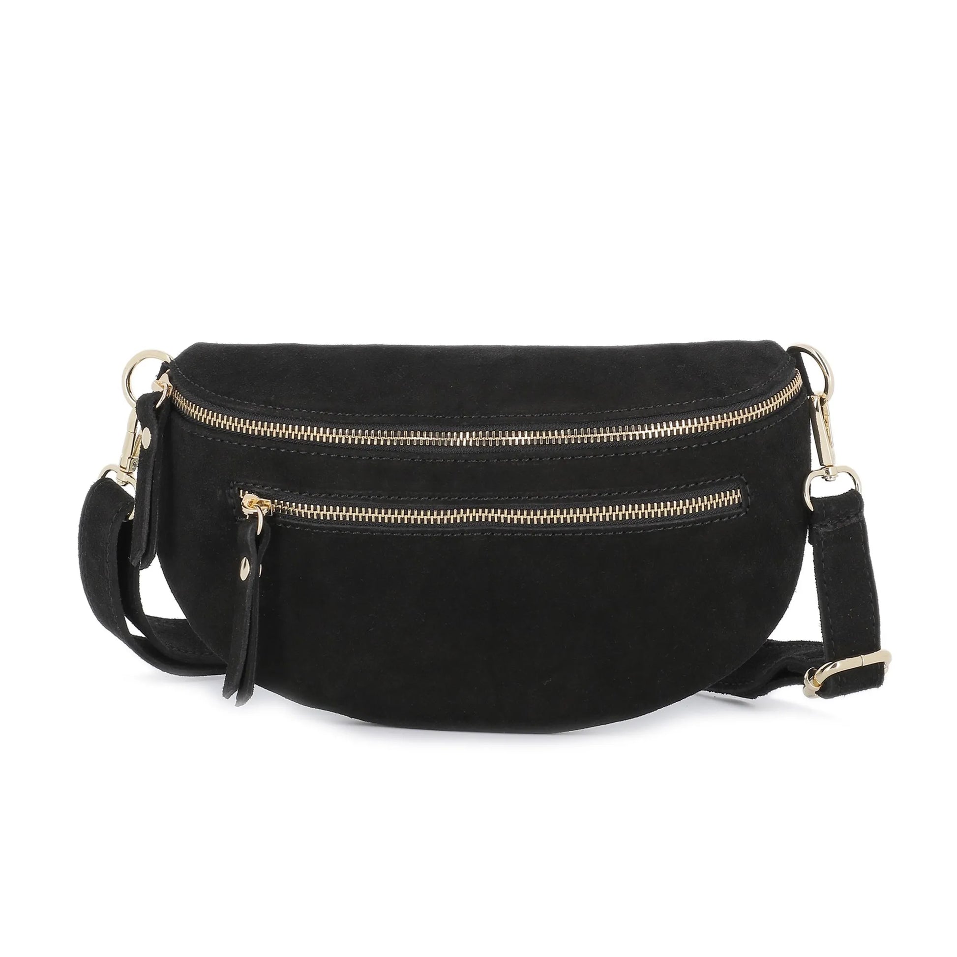 Vue principale du Sac banane ville cuir suédine Noir en Cuir couleur NOIR.